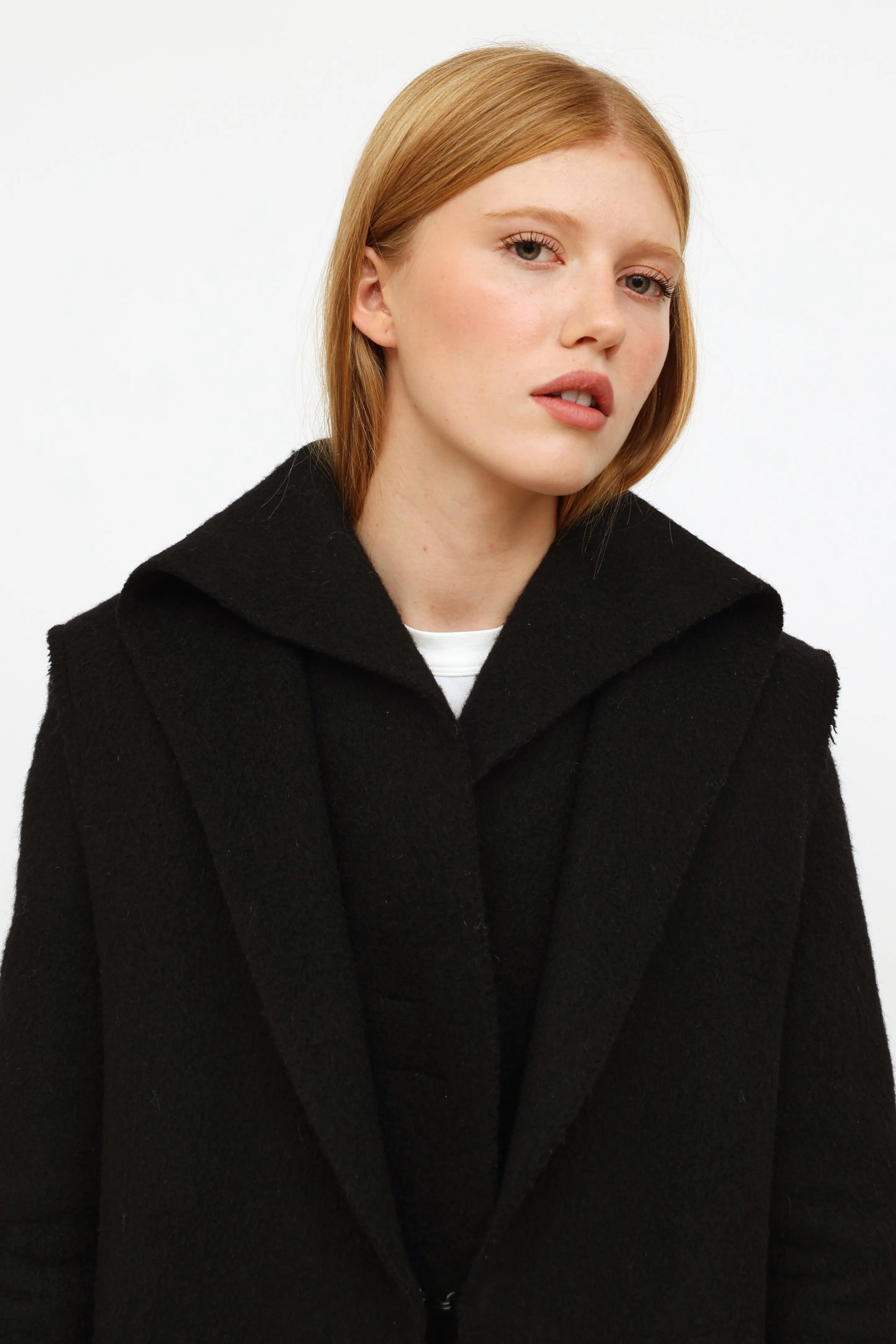 2014 Black Layered Wool Coat