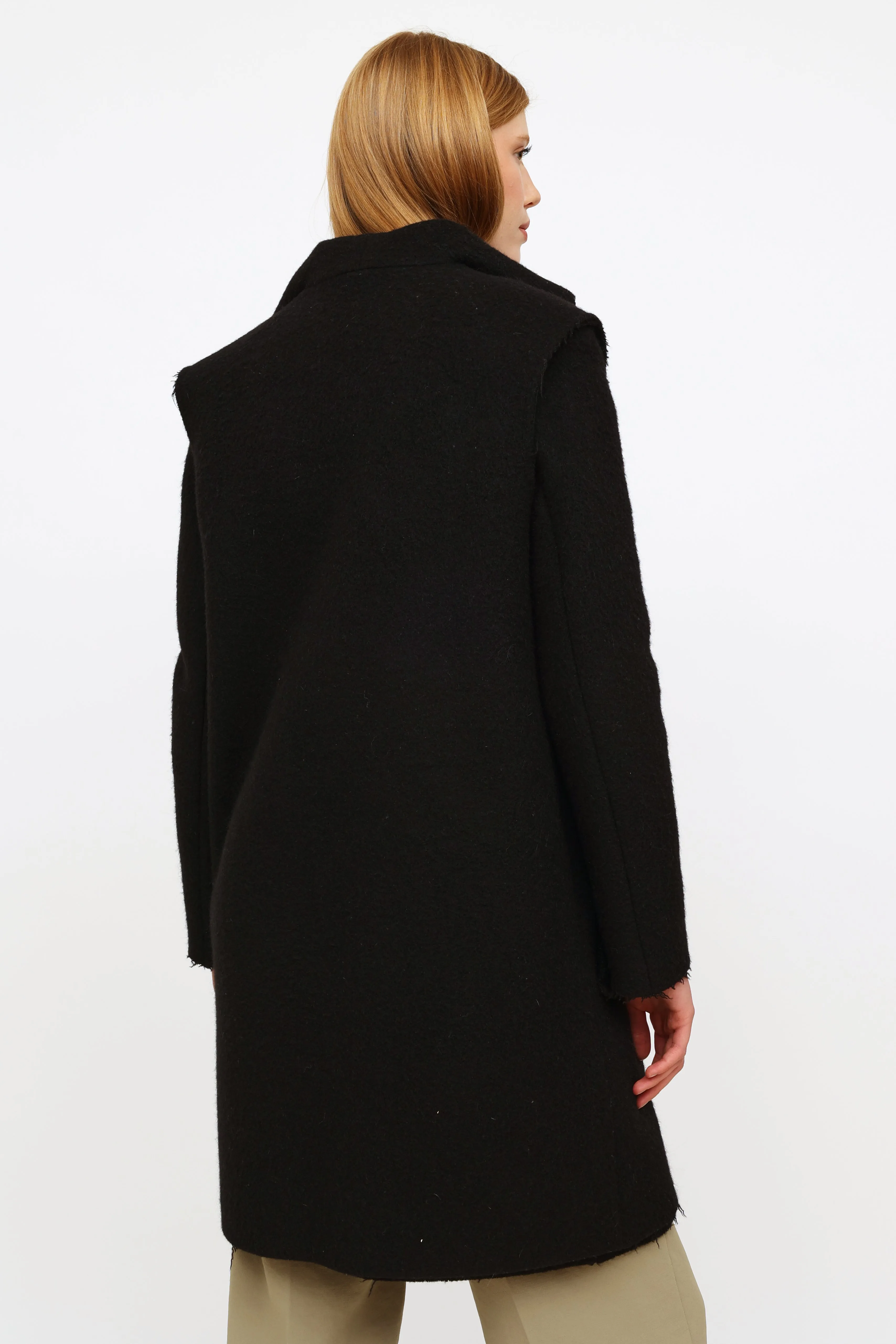 2014 Black Layered Wool Coat