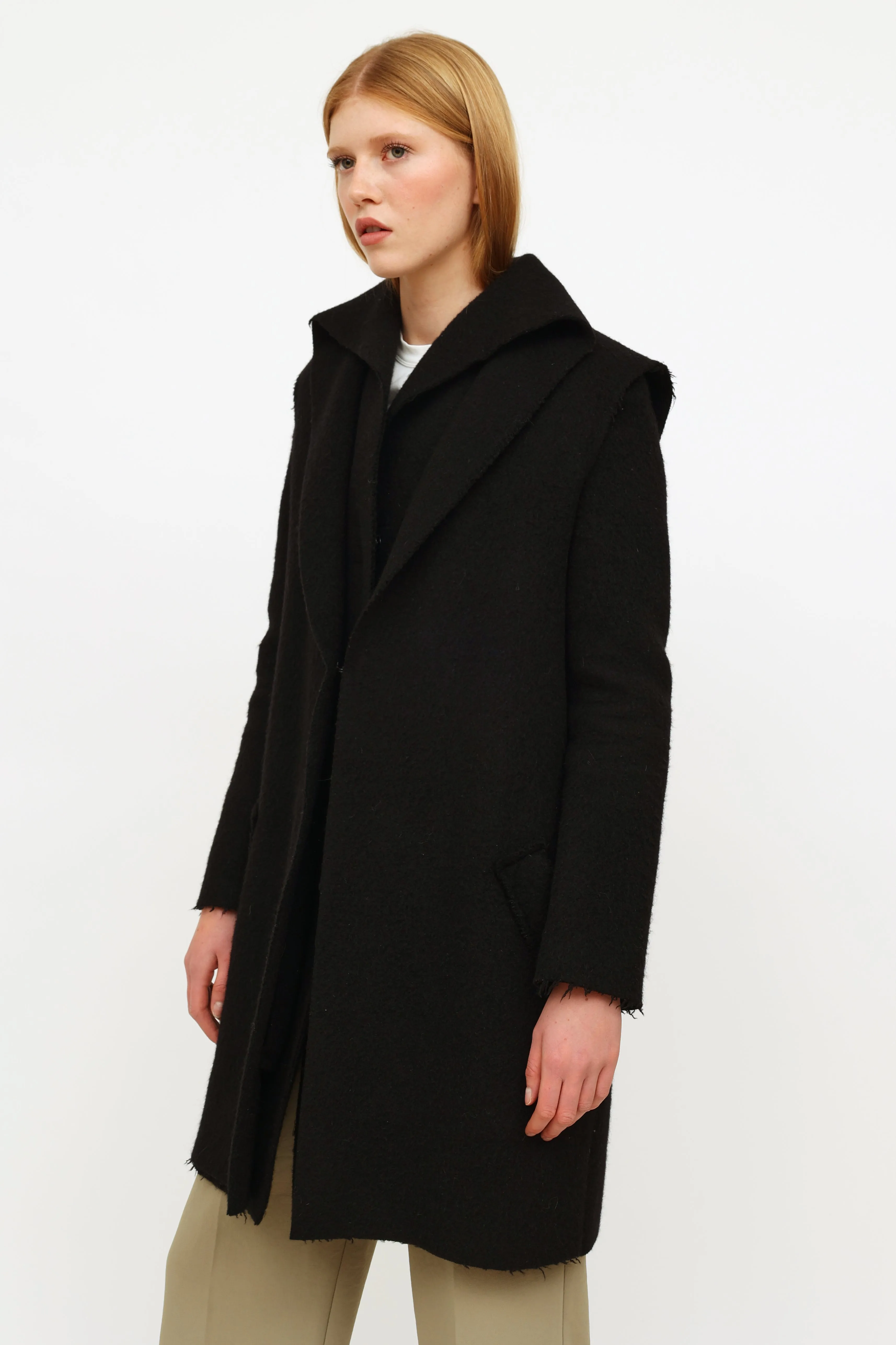 2014 Black Layered Wool Coat