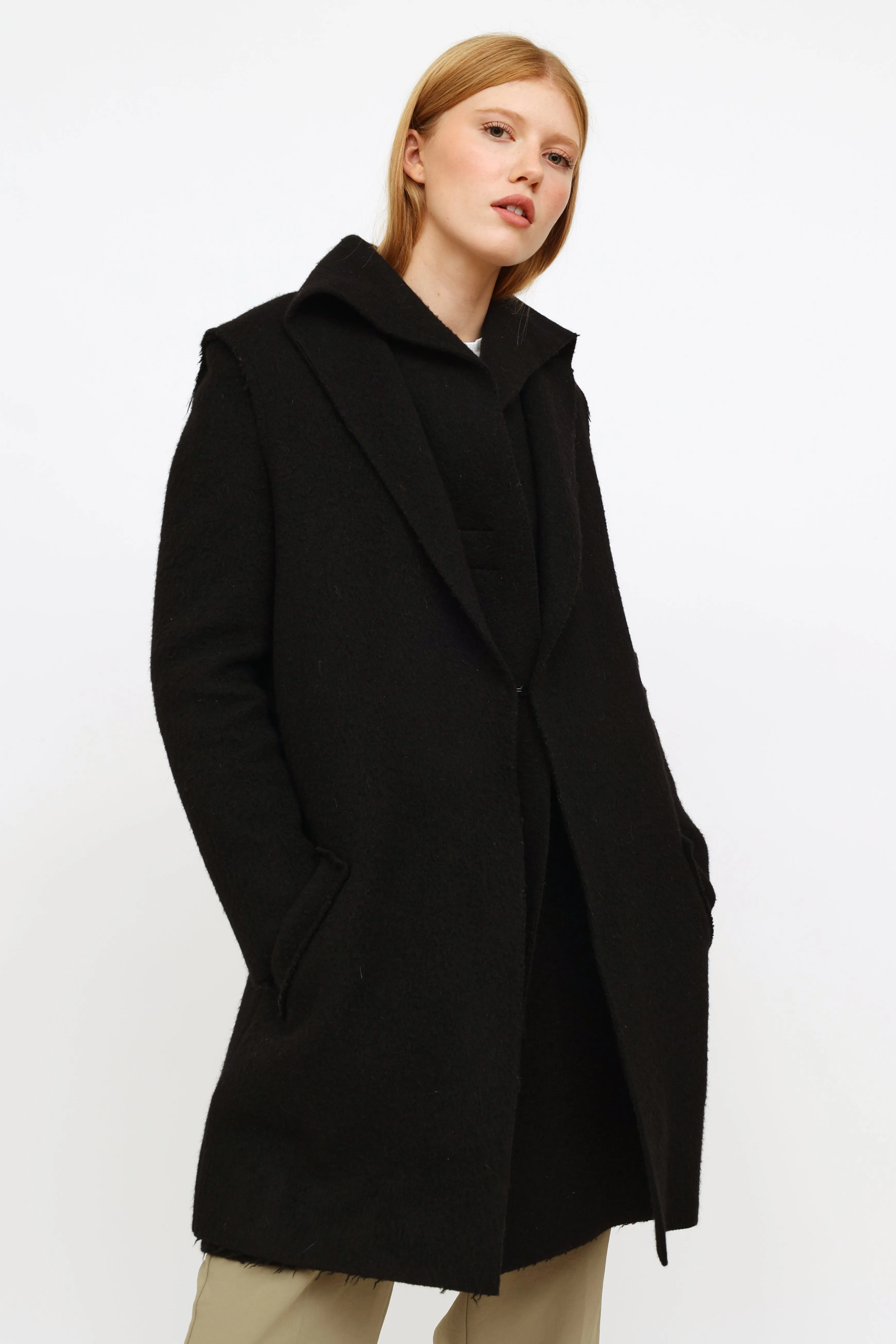 2014 Black Layered Wool Coat