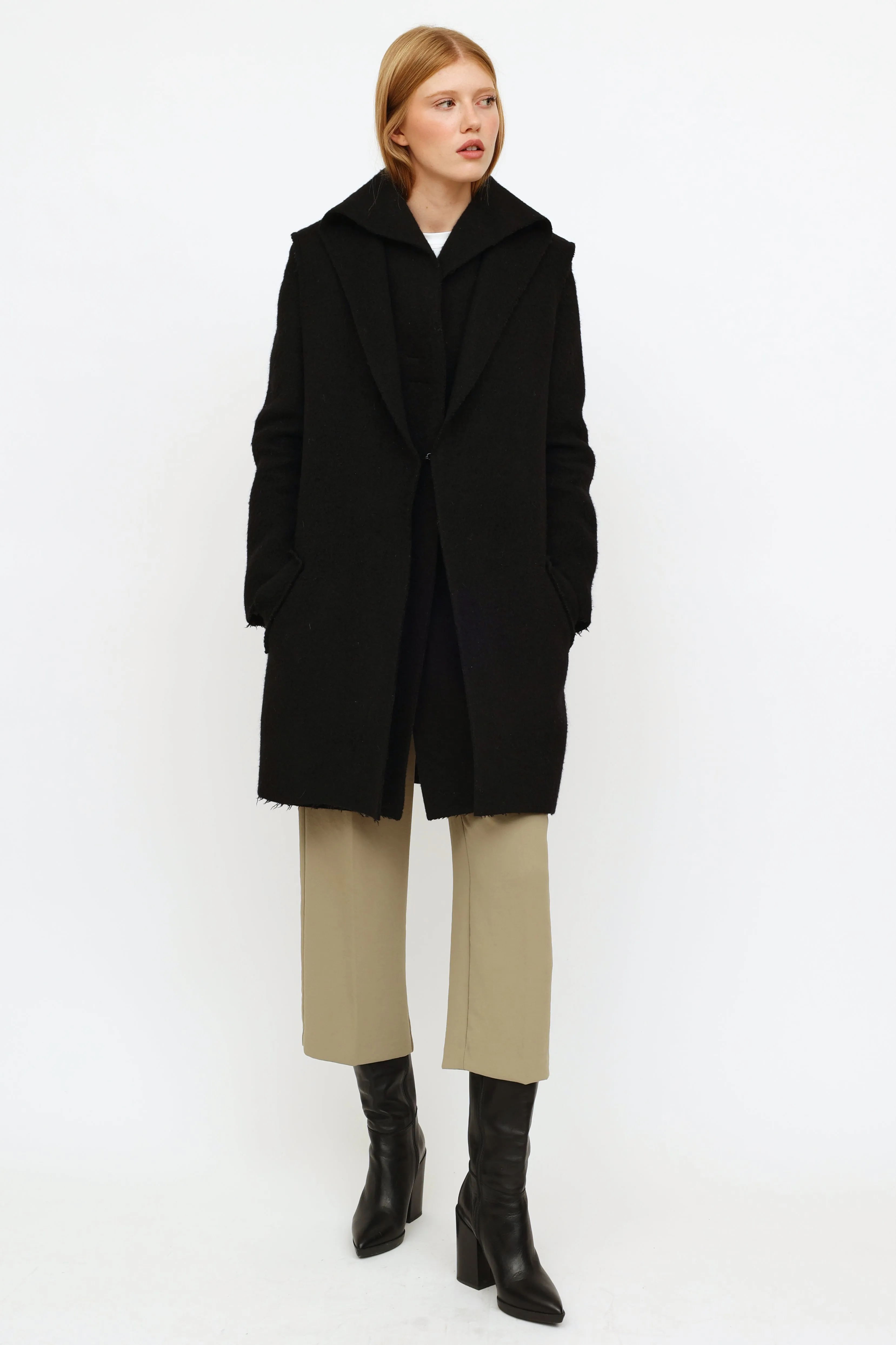 2014 Black Layered Wool Coat