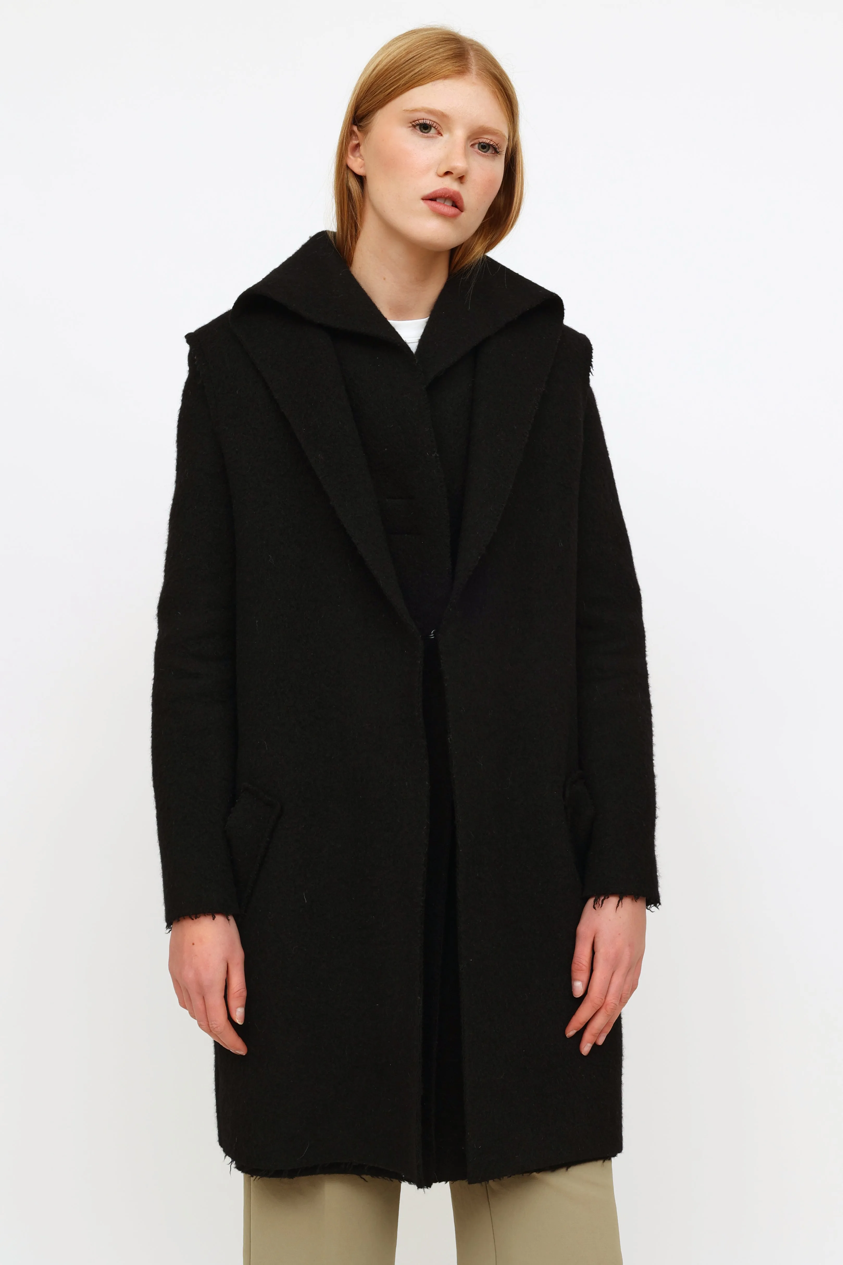 2014 Black Layered Wool Coat