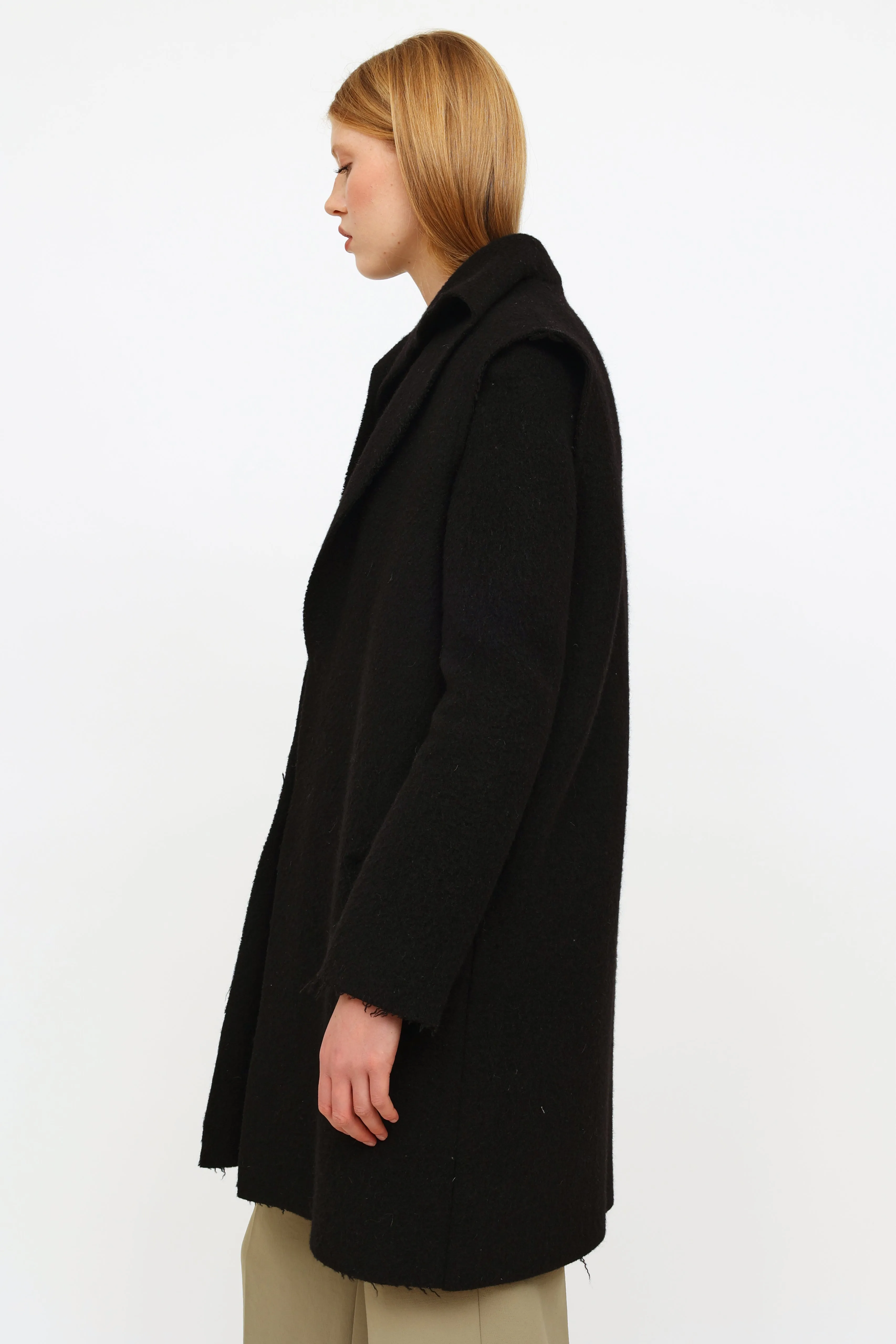 2014 Black Layered Wool Coat