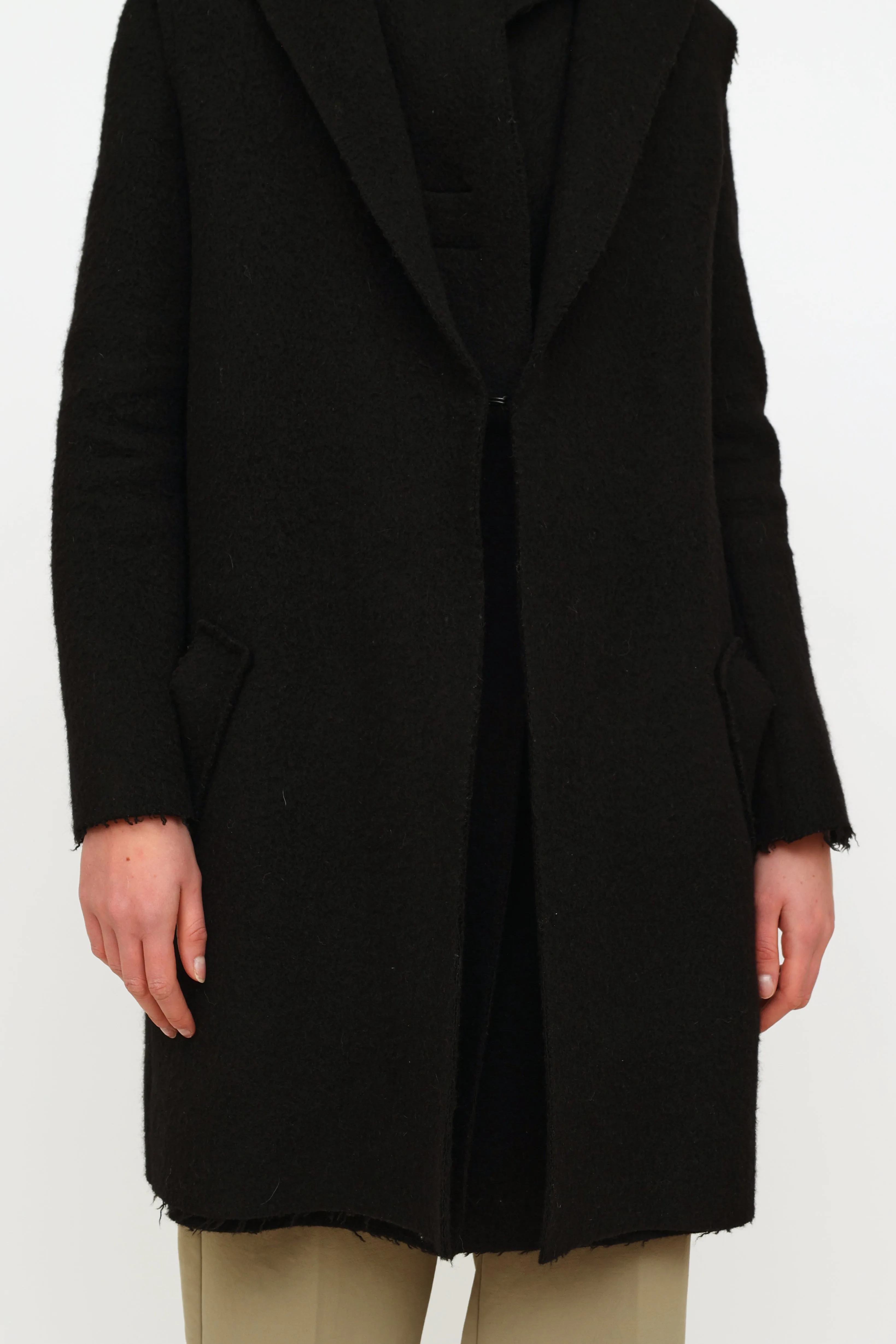 2014 Black Layered Wool Coat