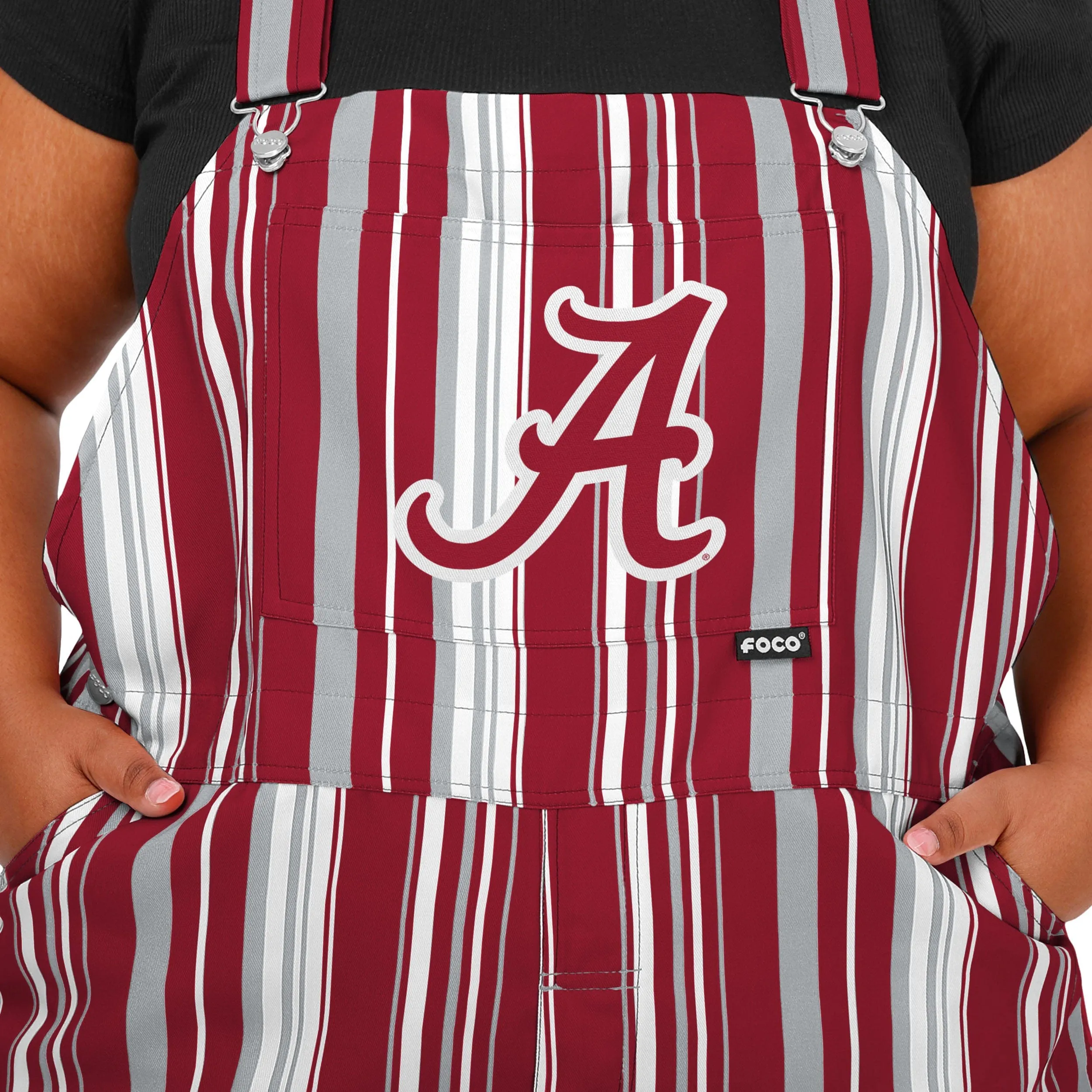 Alabama Crimson Tide NCAA Womens Hyper Stripe Bib Overalls