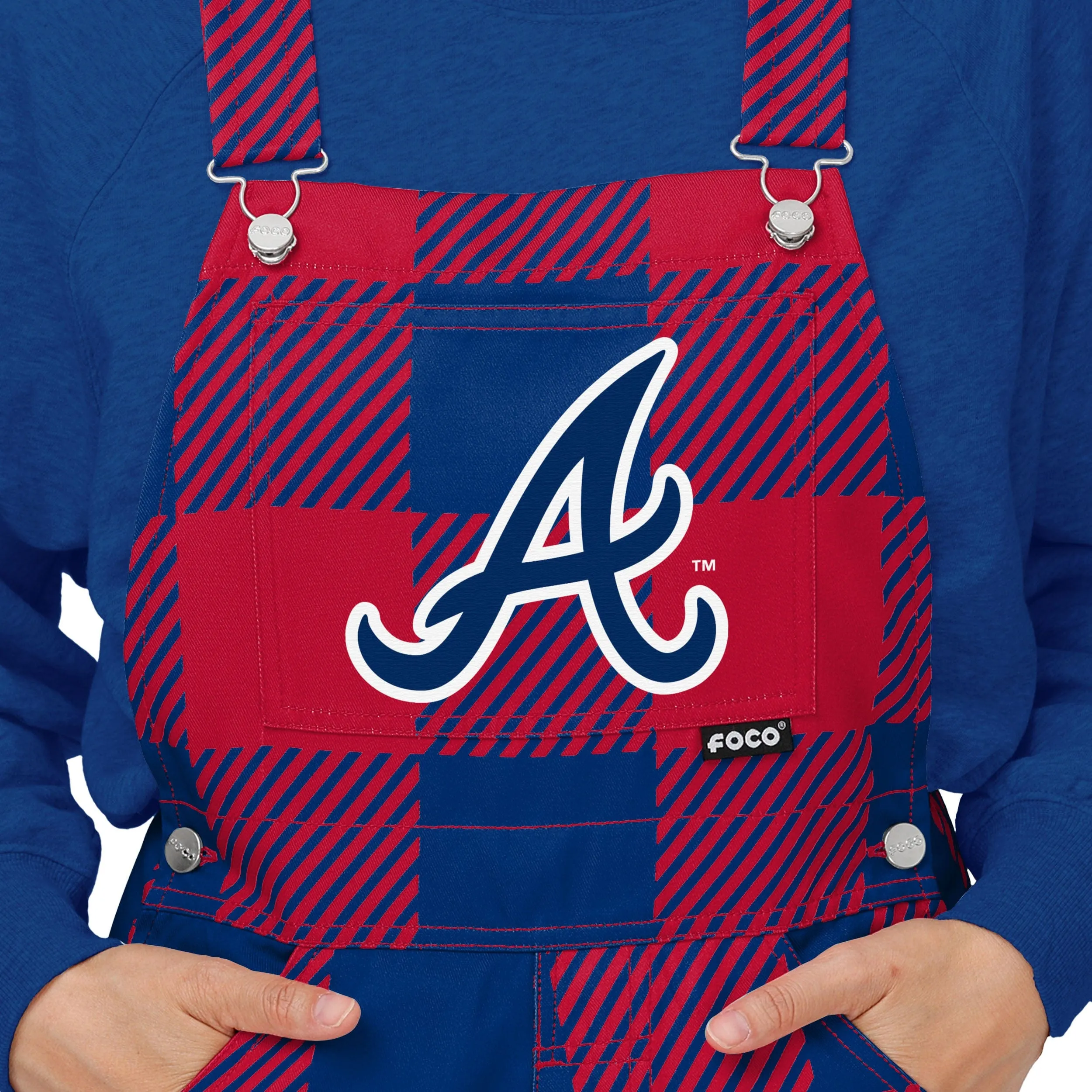 Atlanta Braves MLB Womens Plaid Bib Overalls