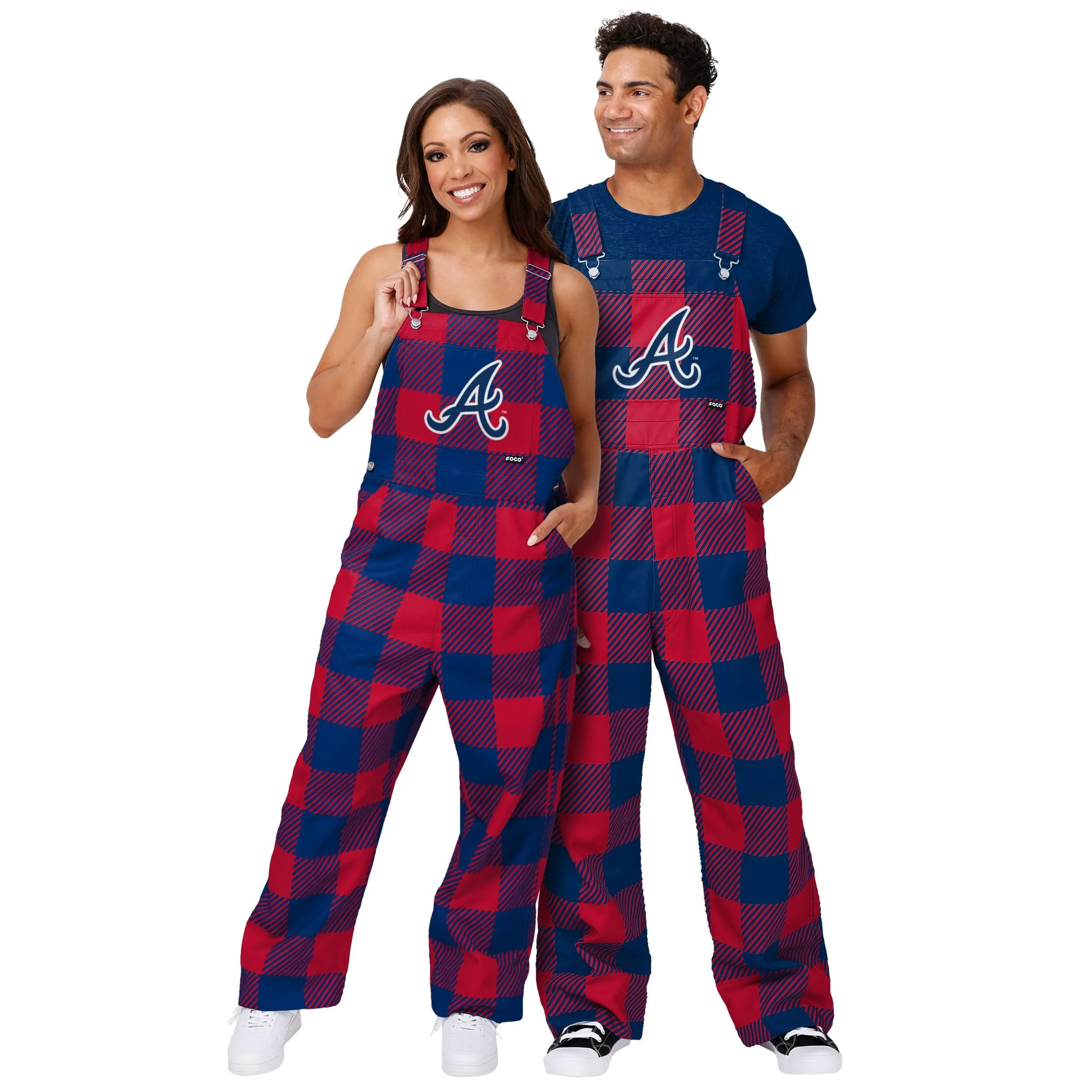 Atlanta Braves MLB Womens Plaid Bib Overalls