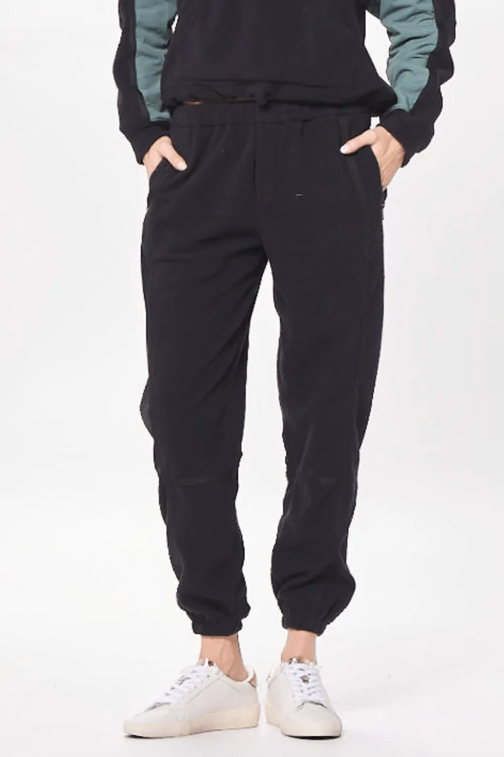 Black & Hunter Green Polar Fleece Jogger