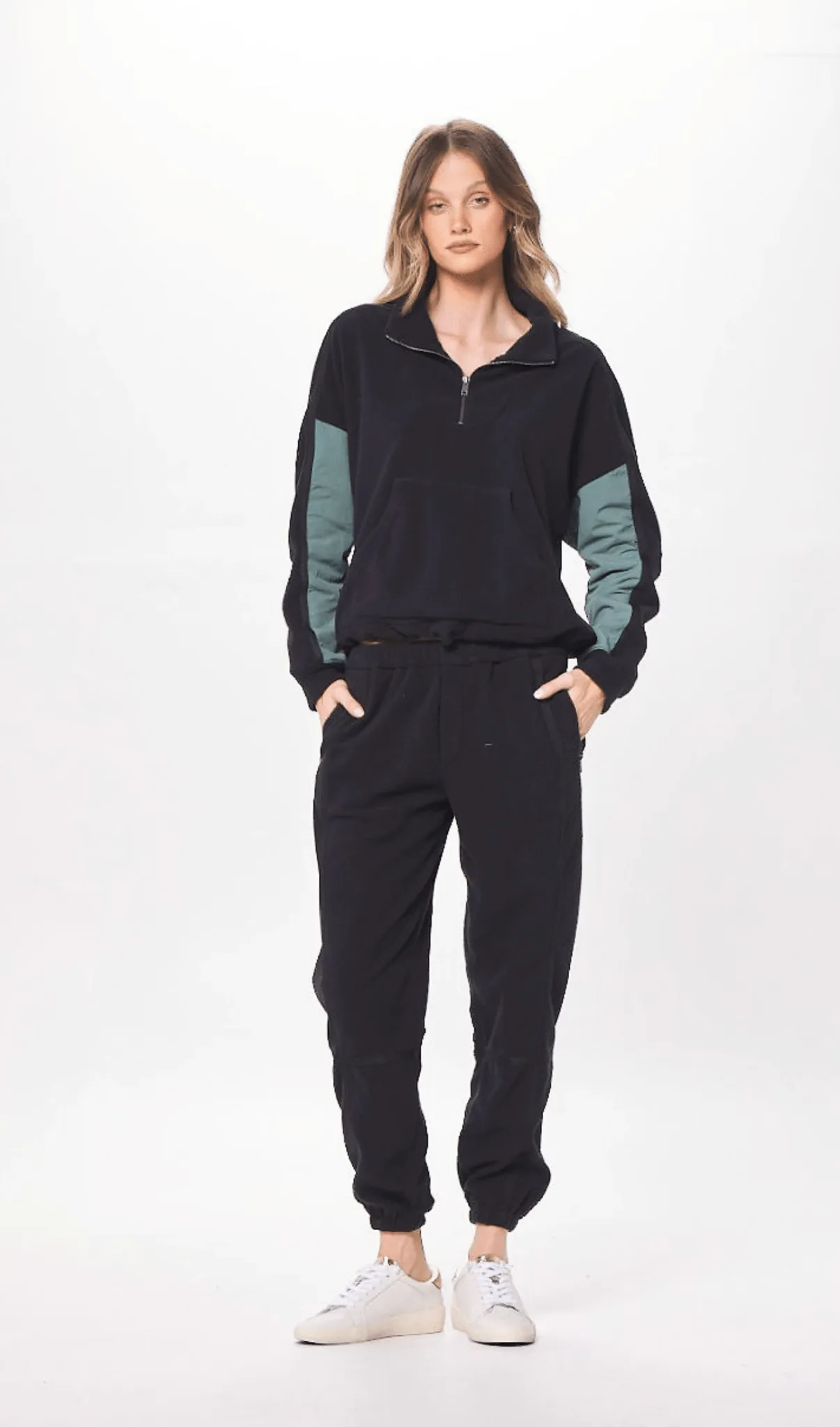 Black & Hunter Green Polar Fleece Jogger