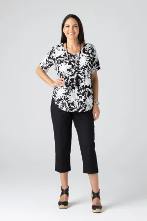 Black Cotton Capri Pants