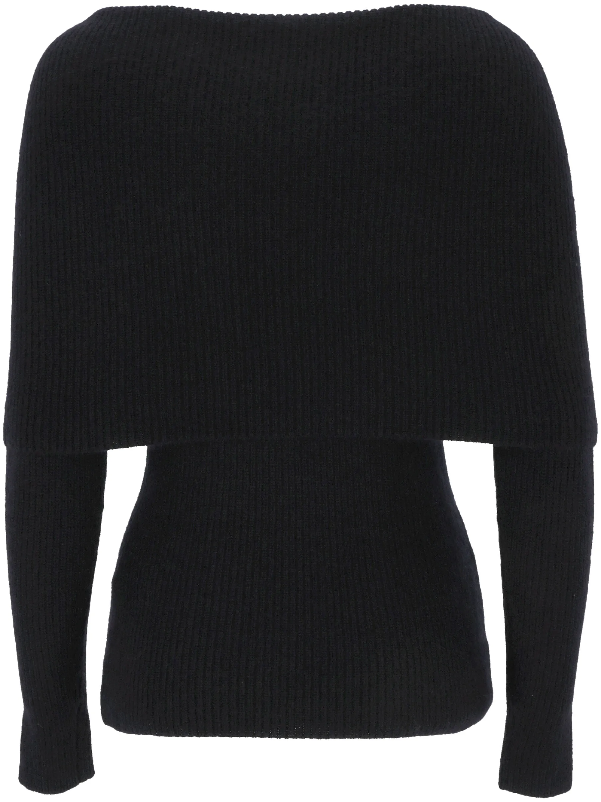 Black Ribbed Knit Sweater for Women