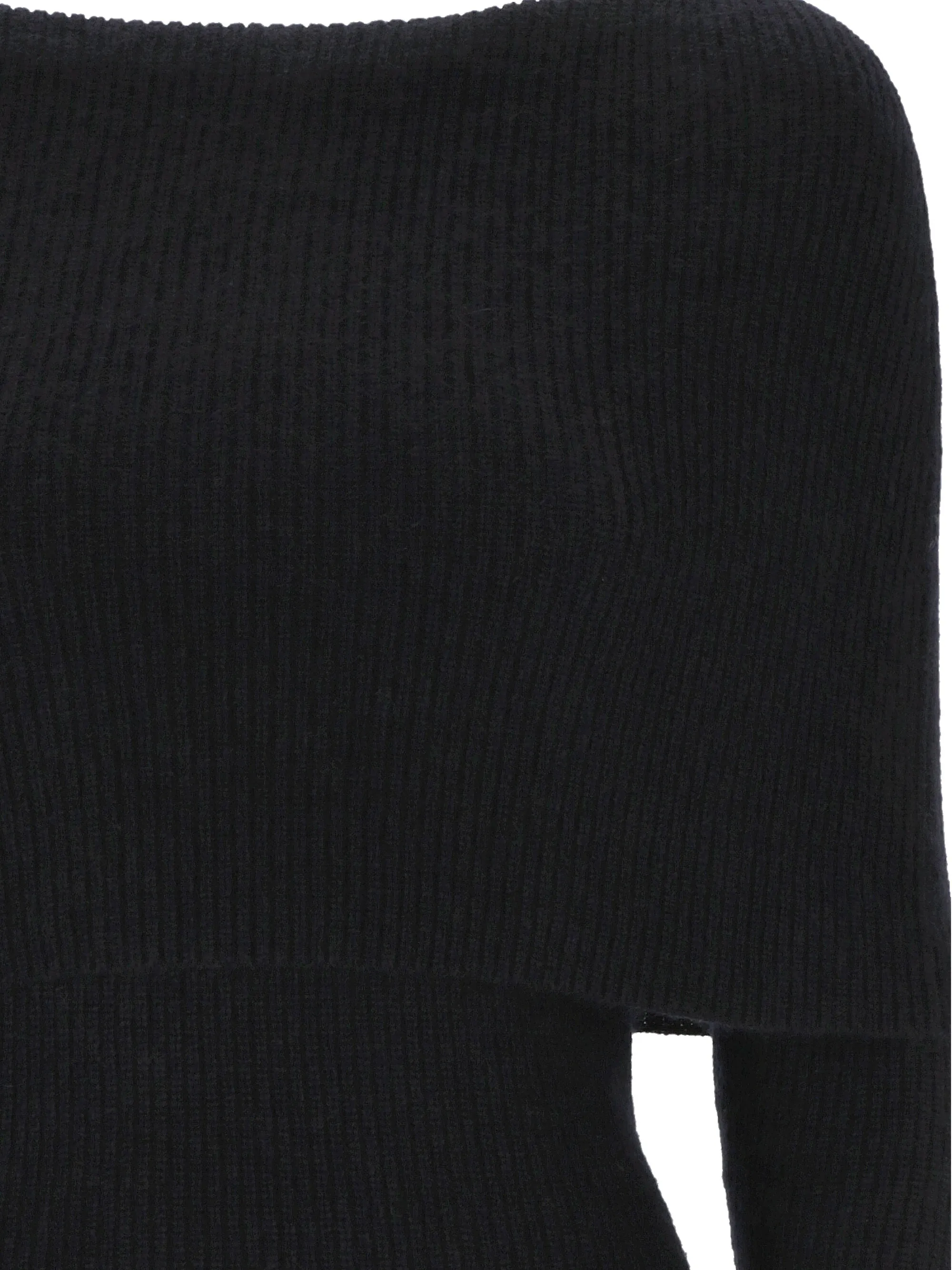 Black Ribbed Knit Sweater for Women