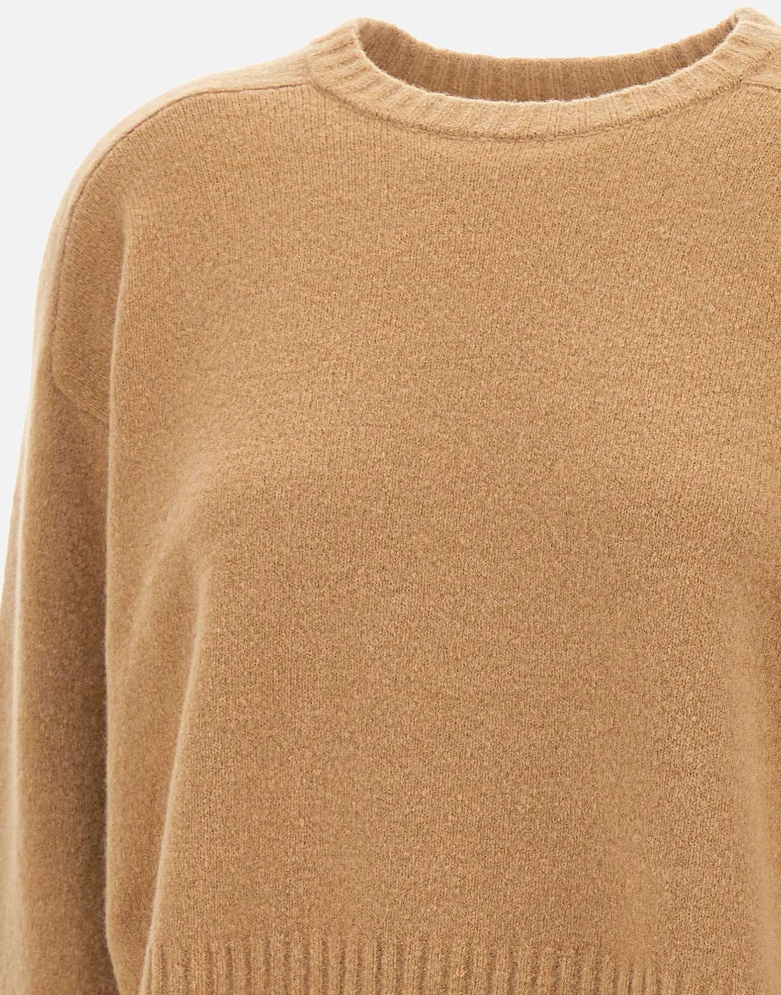 Brown Wool Sweater with Raglan Sleeves