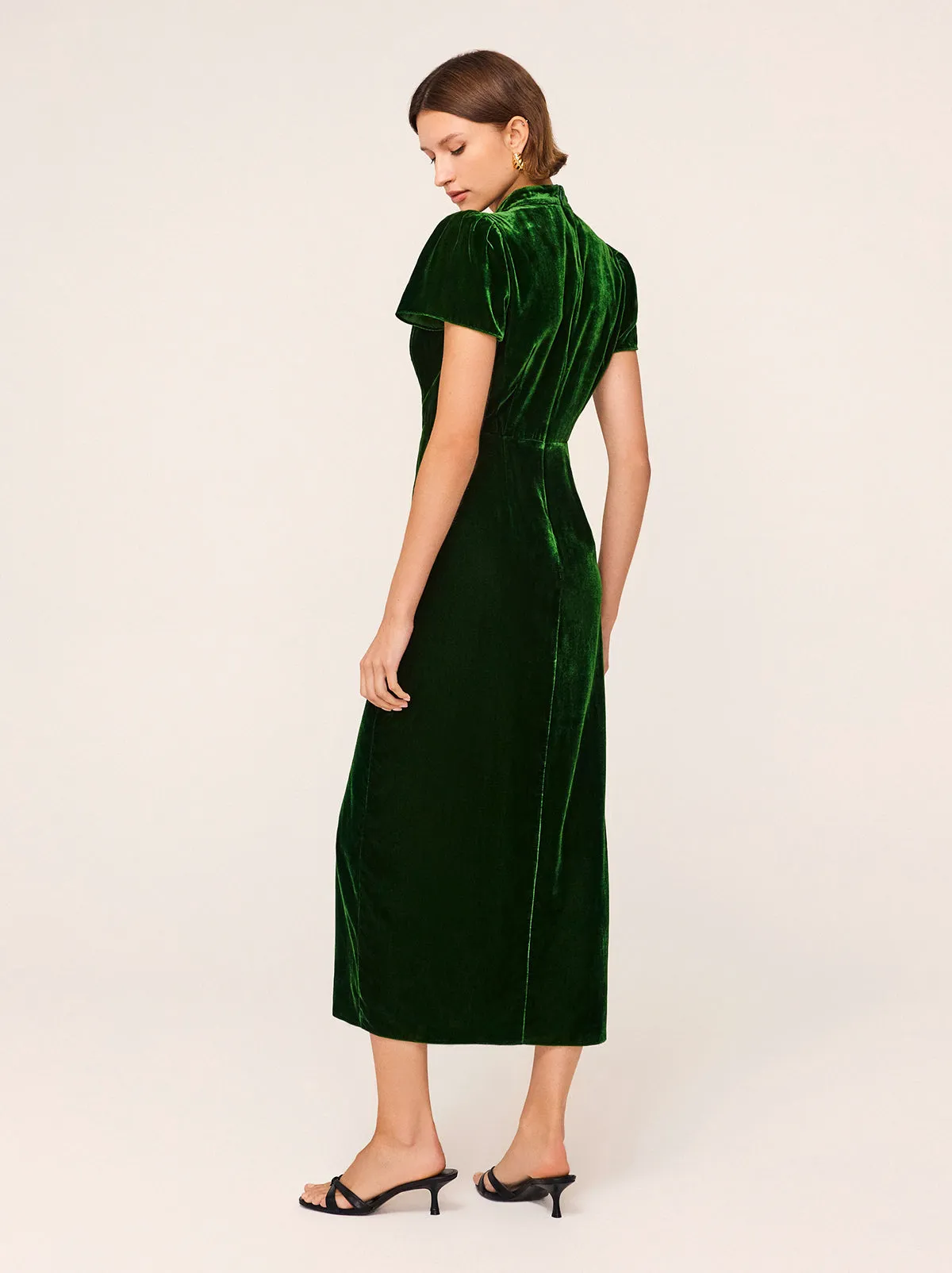 Carmella Green Velvet Midi Dress