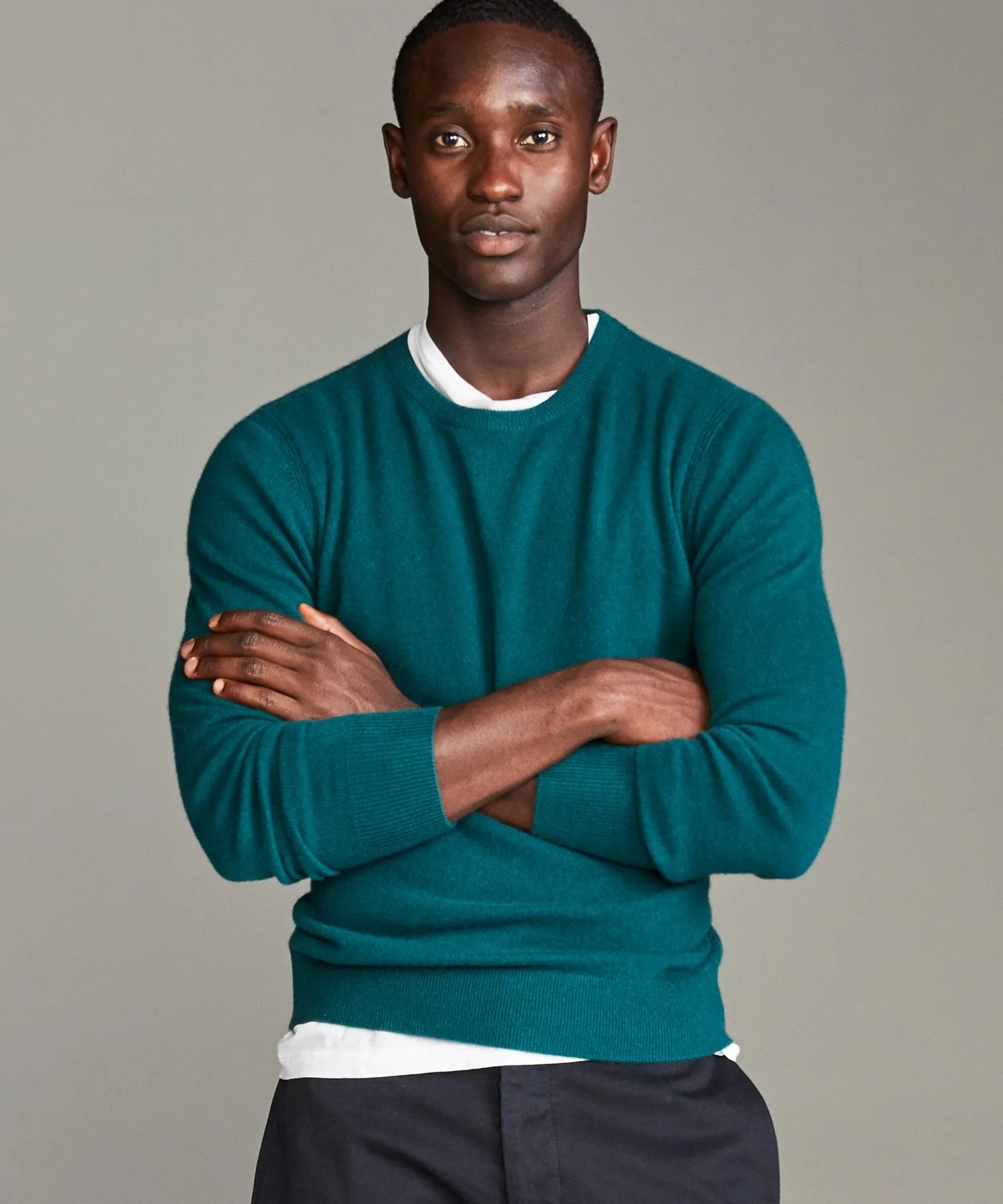 Cashmere Crewneck Sweater in Evergreen