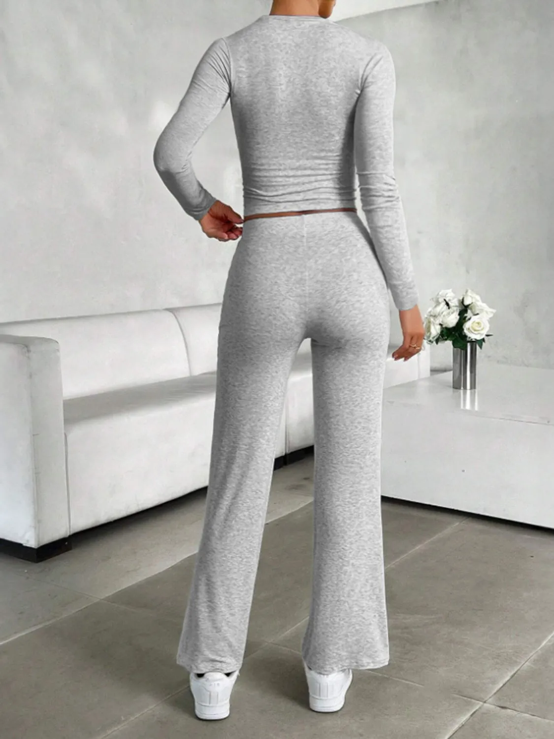 Comfy Top and Drawstring Pants Loungewear Set