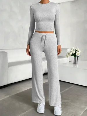 Comfy Top and Drawstring Pants Loungewear Set