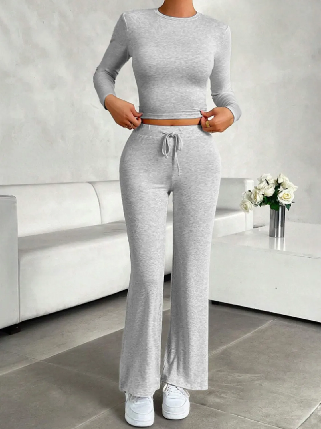 Comfy Top and Drawstring Pants Loungewear Set