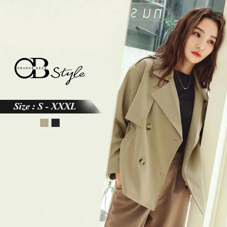 DROP SHOULDER BATWINGS SLEEVE BUTTON TRENCH COAT