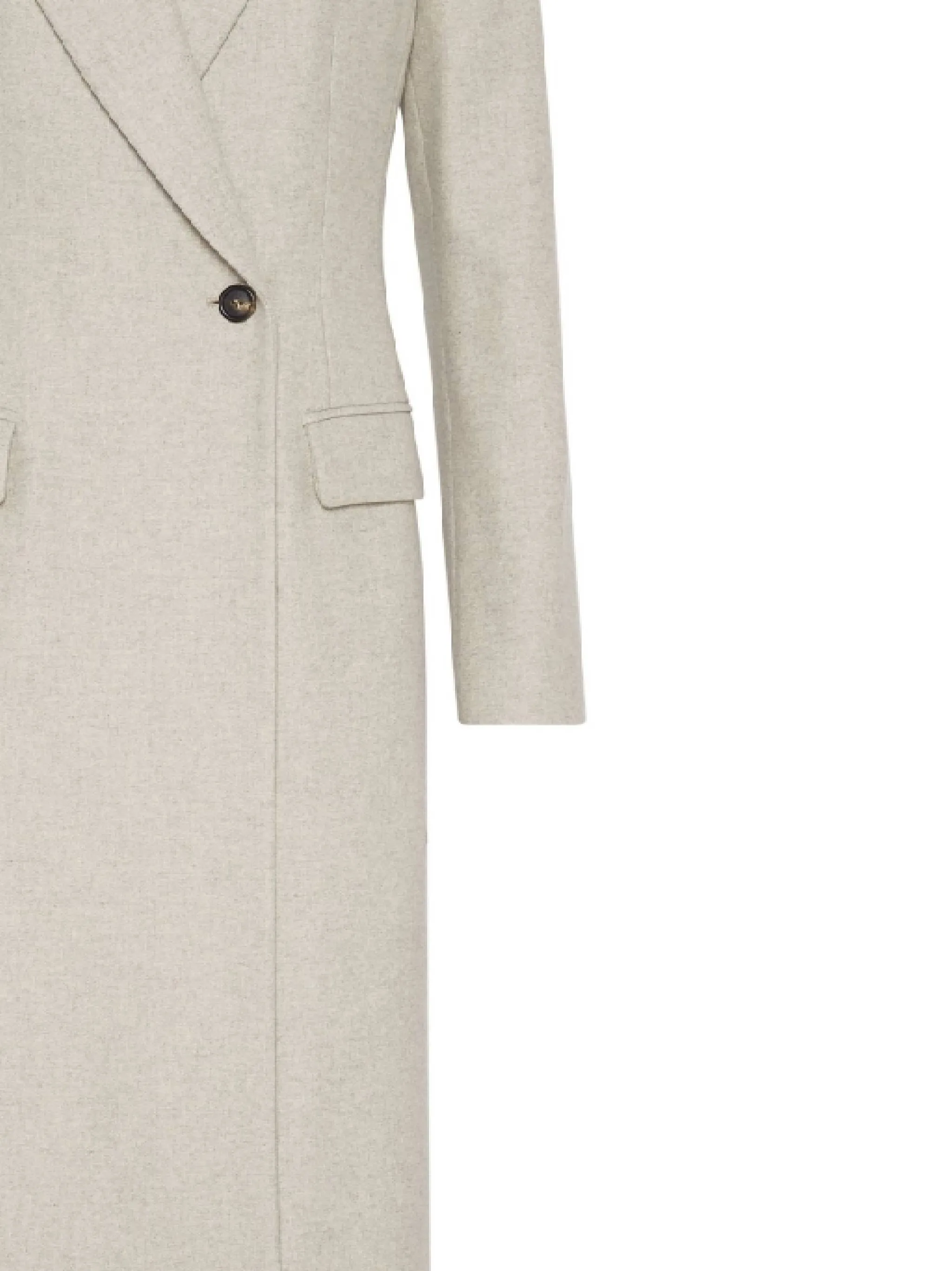 Ecru Wool Mélange Long Coat