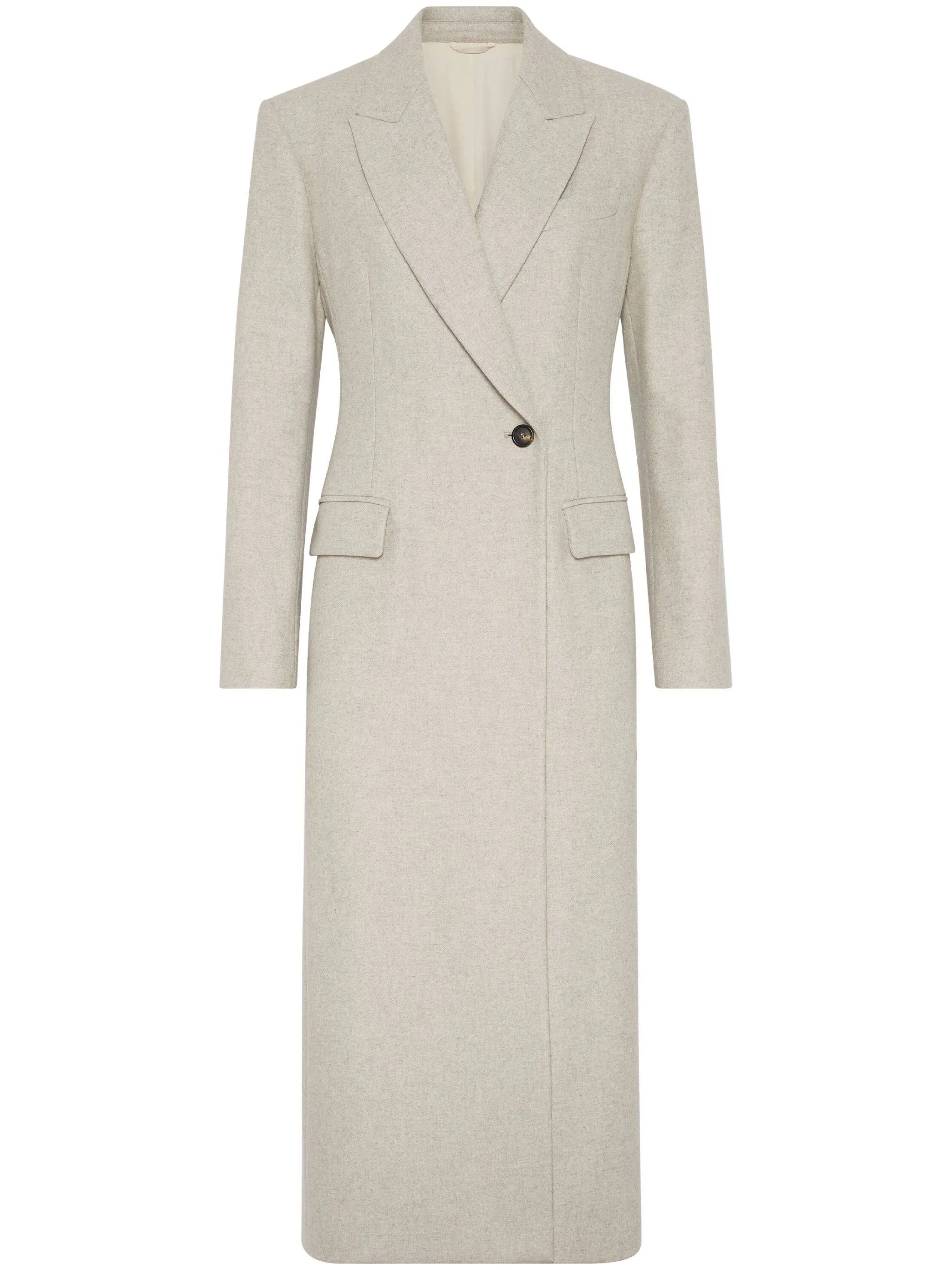 Ecru Wool Mélange Long Coat