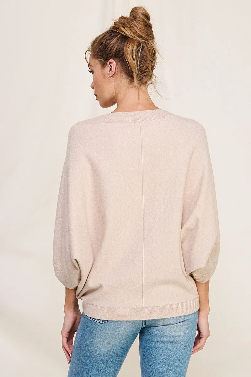 Elbow Sleeve Mixed Texture Sweater