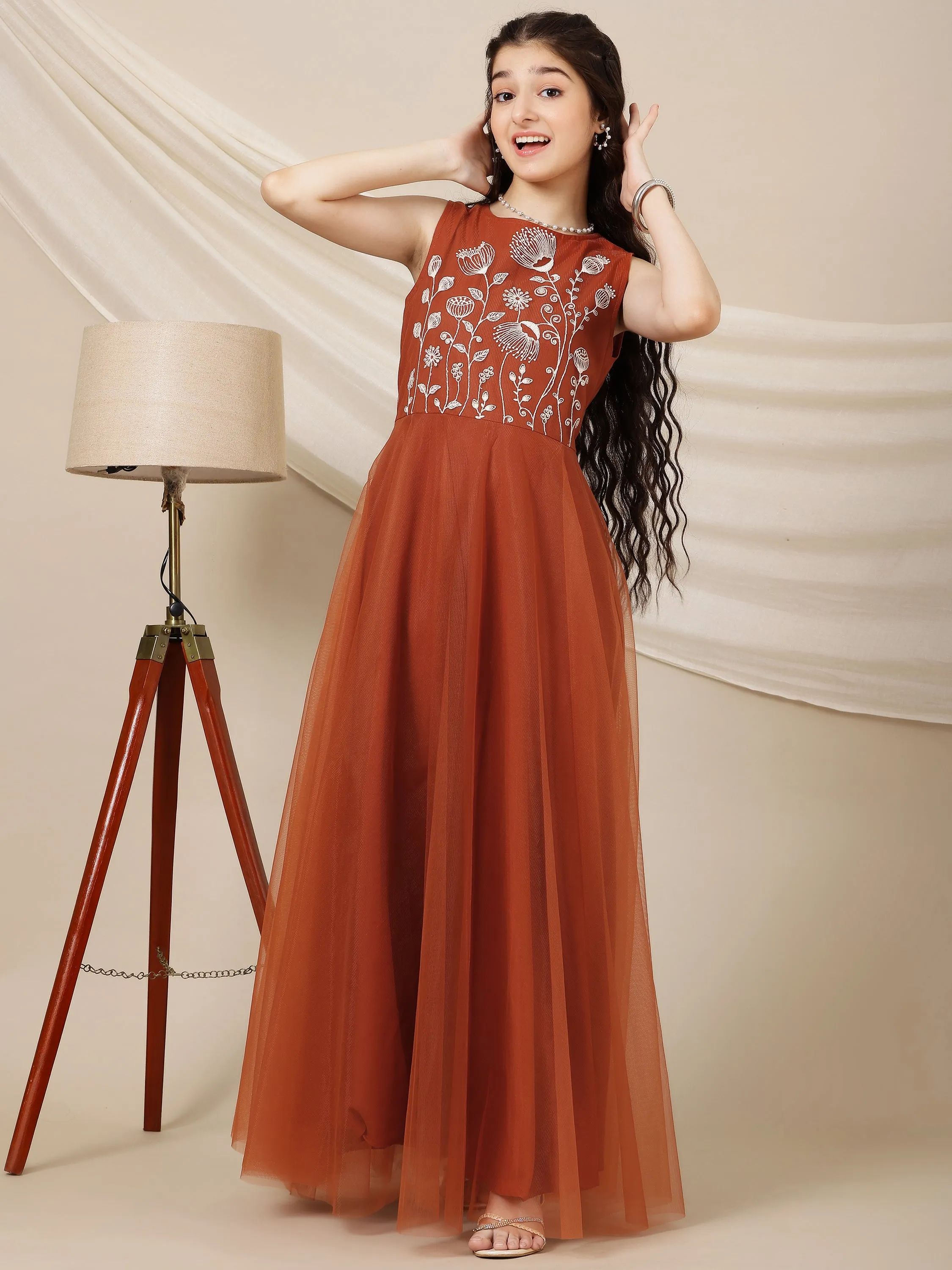 Embroidered Maxi Ethnic Dresses