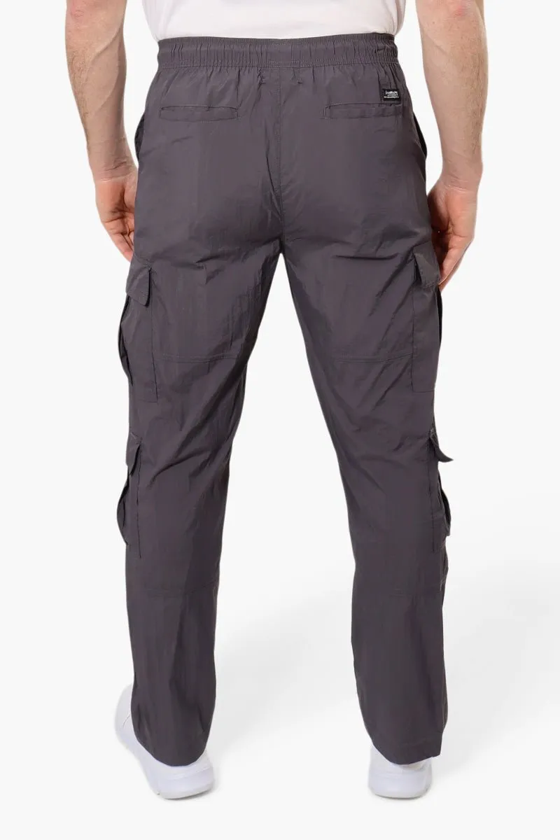 Fahrenheit Tie Waist Cargo Parachute Pants - Grey