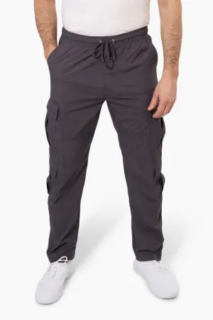 Fahrenheit Tie Waist Cargo Parachute Pants - Grey