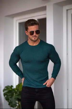 Father Sons Classic Forest Green Ribbed Knit Sweater - FSH611