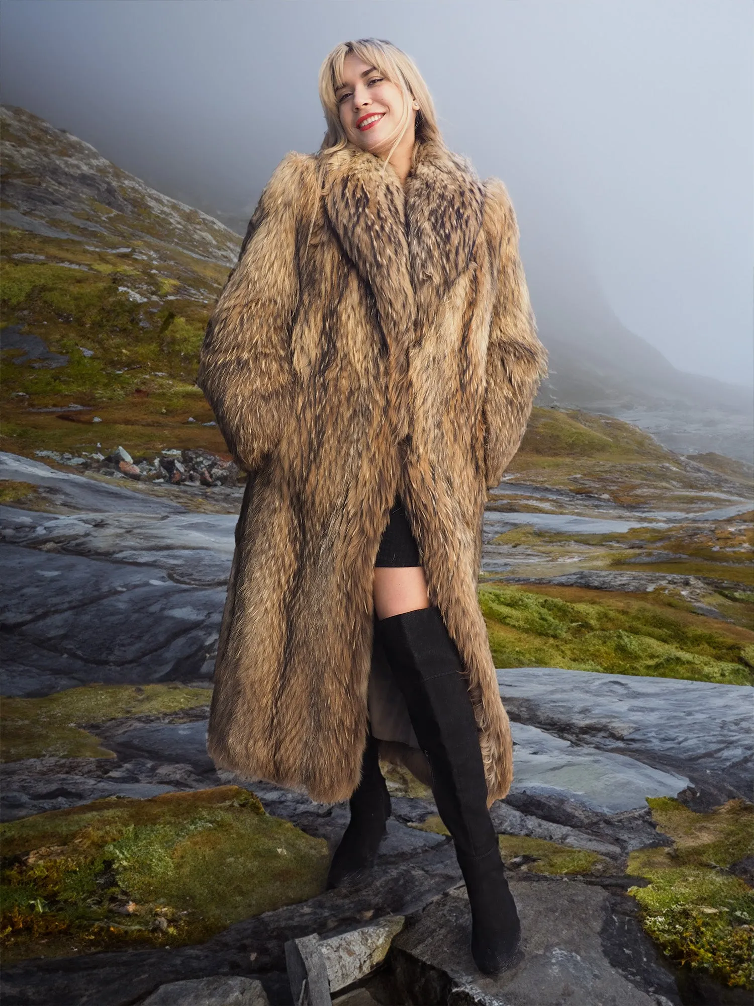 Finnish Raccoon Fur Coat S