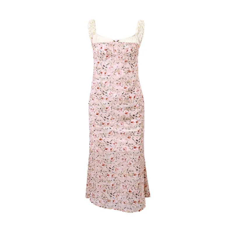 FLYTONN-Sexy spring and summer dresses, party dresses, graduation gifts,Flamingo Pink Floral Elegance Dress