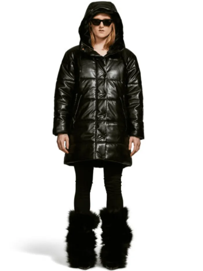 Freed Blake Quilted Vegan Leather Jacket With Hood In Black