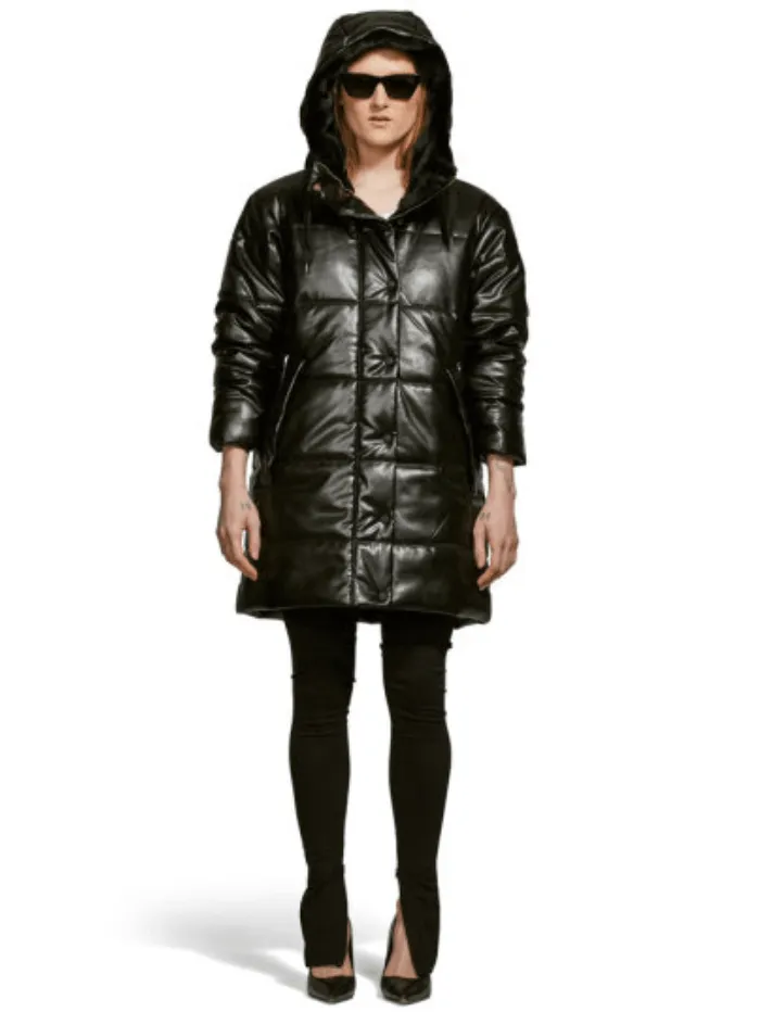 Freed Blake Quilted Vegan Leather Jacket With Hood In Black