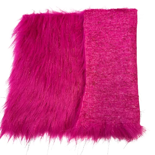 Fuchsia Tinsel Sparkle Glitter Long Pile Shaggy Faux Fur Fabric