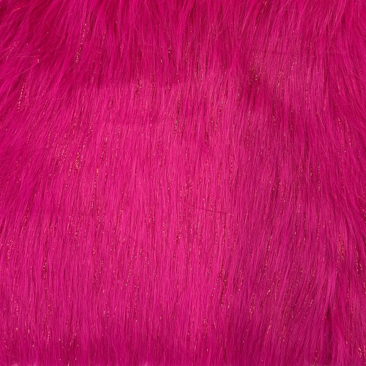 Fuchsia Tinsel Sparkle Glitter Long Pile Shaggy Faux Fur Fabric