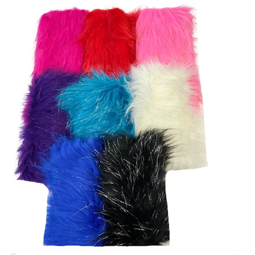 Fuchsia Tinsel Sparkle Glitter Long Pile Shaggy Faux Fur Fabric