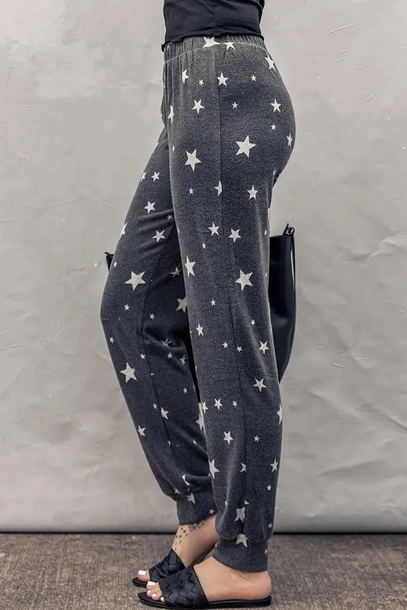 Get Comfy in our Star Print Ladies Joggers Elastic-waist | Free shipping