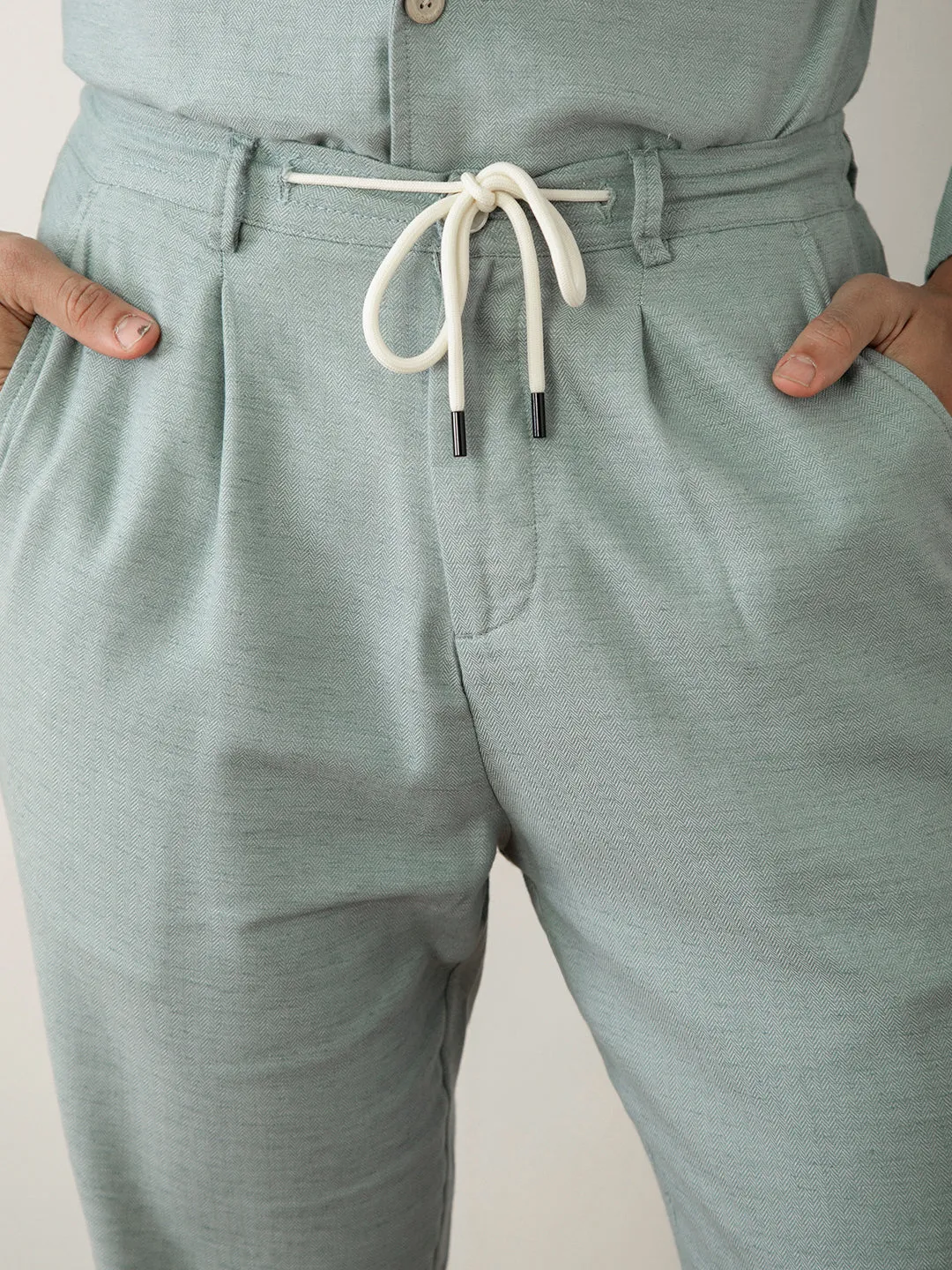 Green Cotton Lightweight Pants