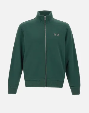 Green Cotton Sweatshirt with Zip