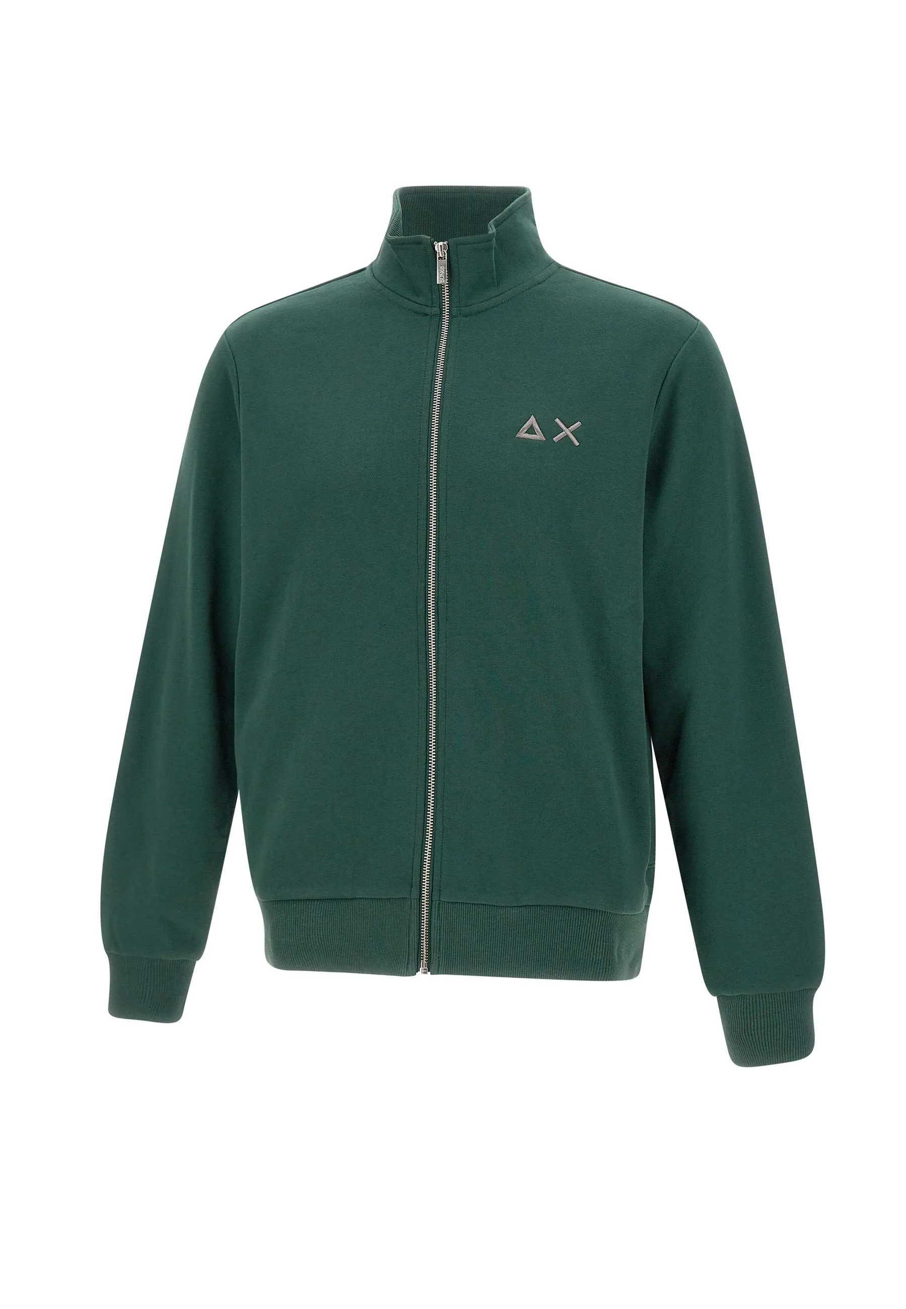 Green Cotton Sweatshirt with Zip