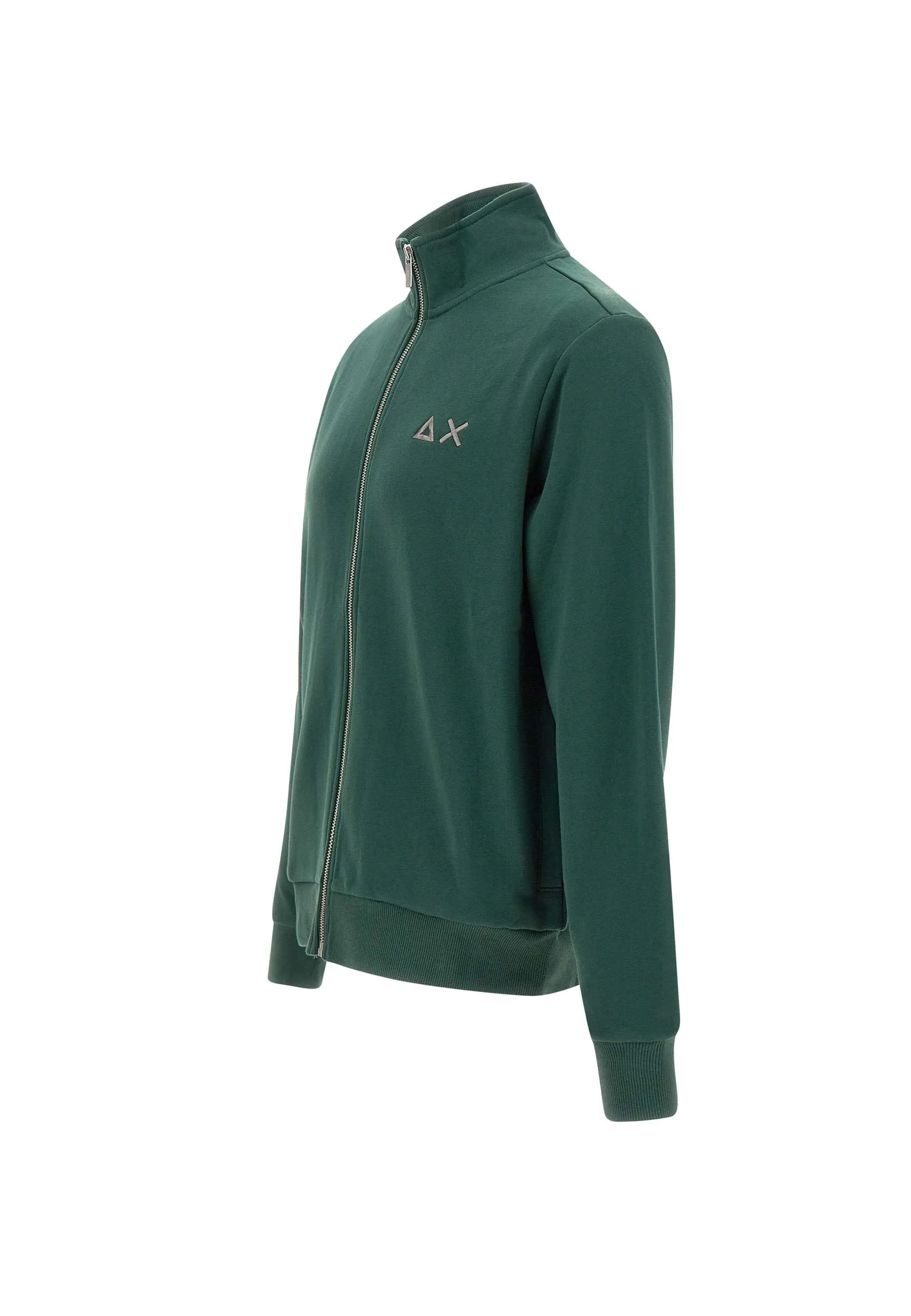 Green Cotton Sweatshirt with Zip