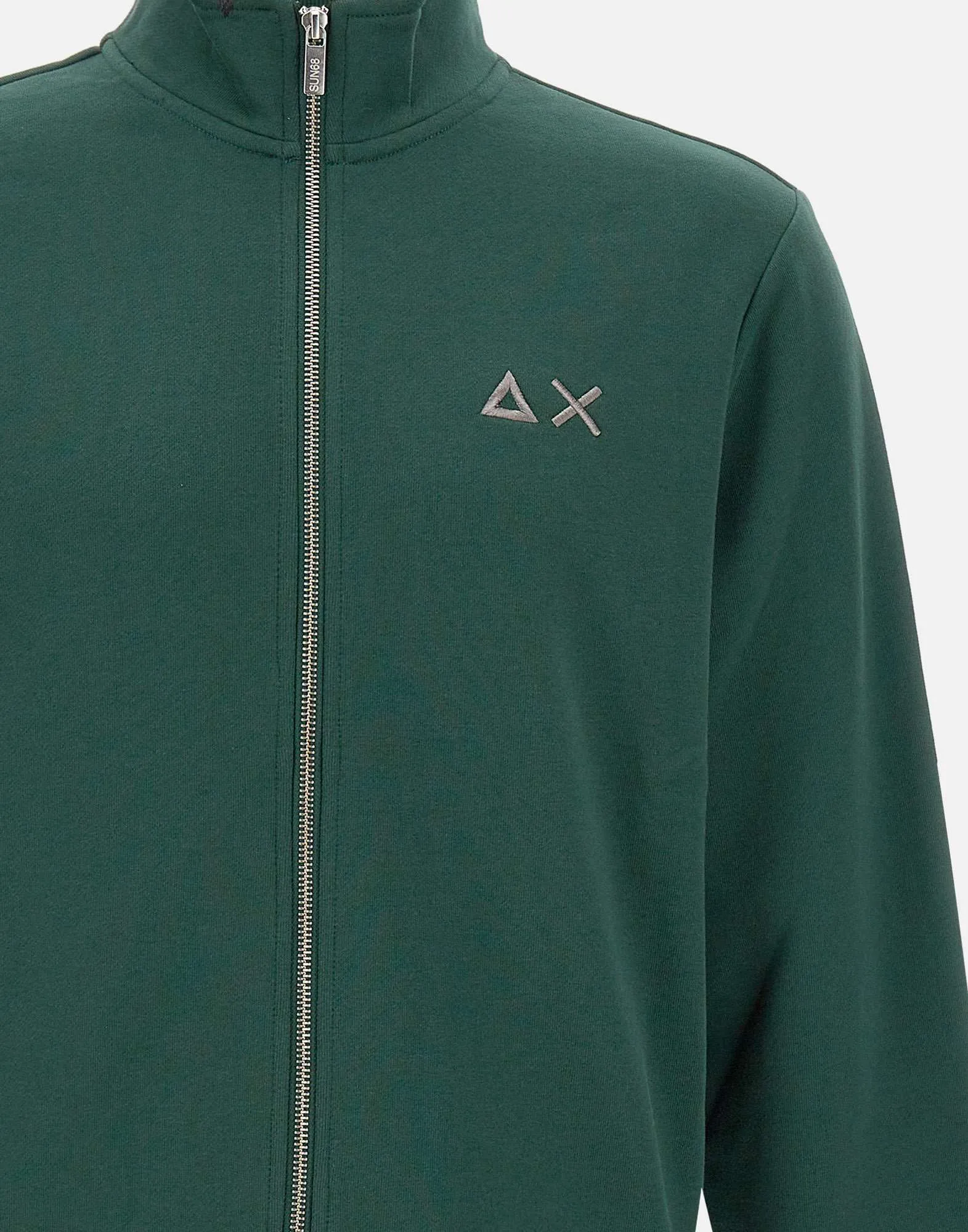 Green Cotton Sweatshirt with Zip