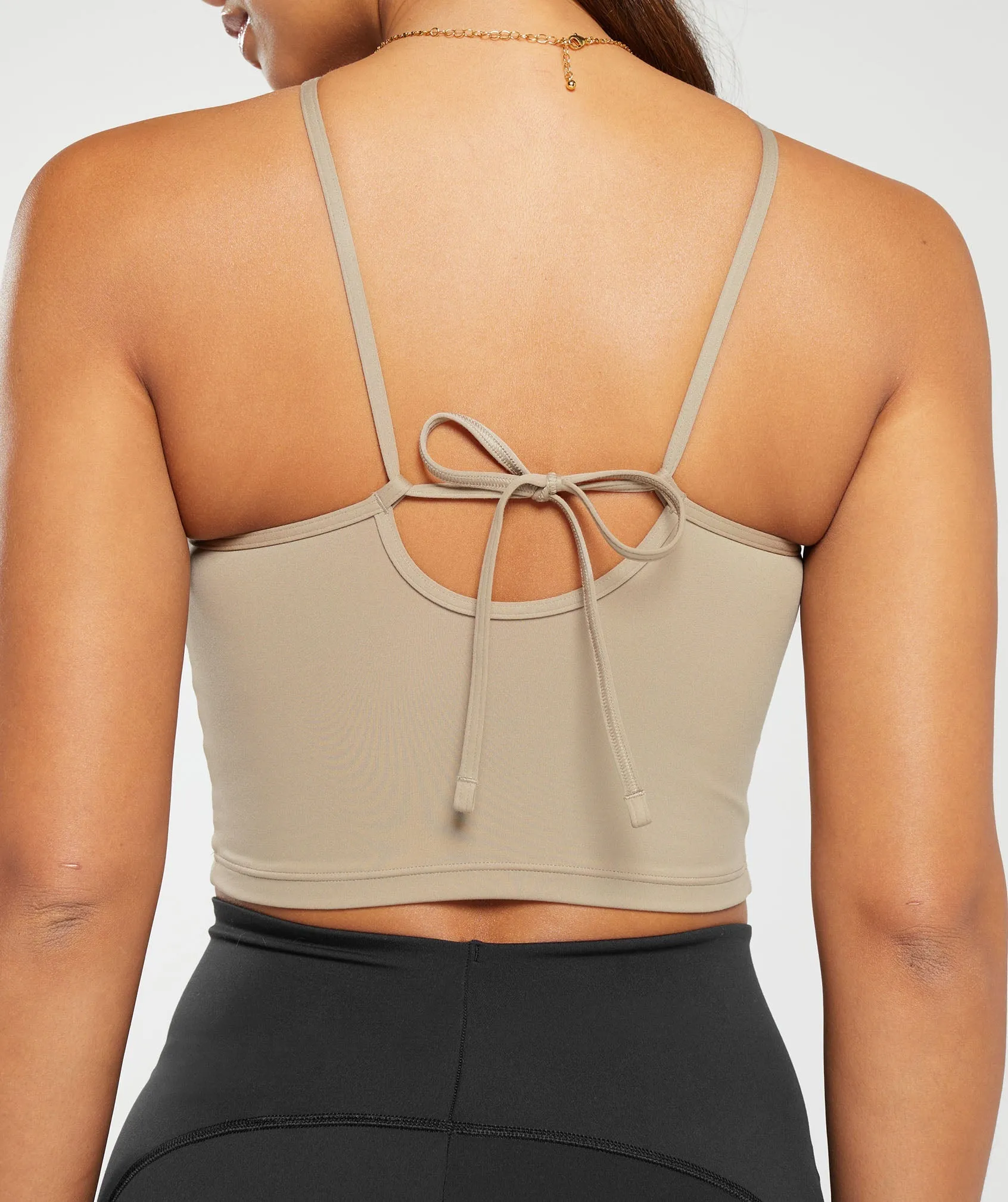 Gymshark Everyday Halter Neck Ribbon Tank - Soft Brown