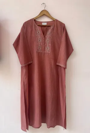 Hand embroidered printed cotton everyday kurta