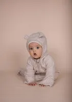 Huttelihut - Mushi Babysuit Ears cotton Fleece - Camel