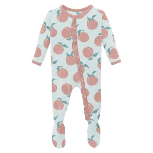 KicKee Pants Fresh Air Peaches Classic Ruffle Footie with Zipper