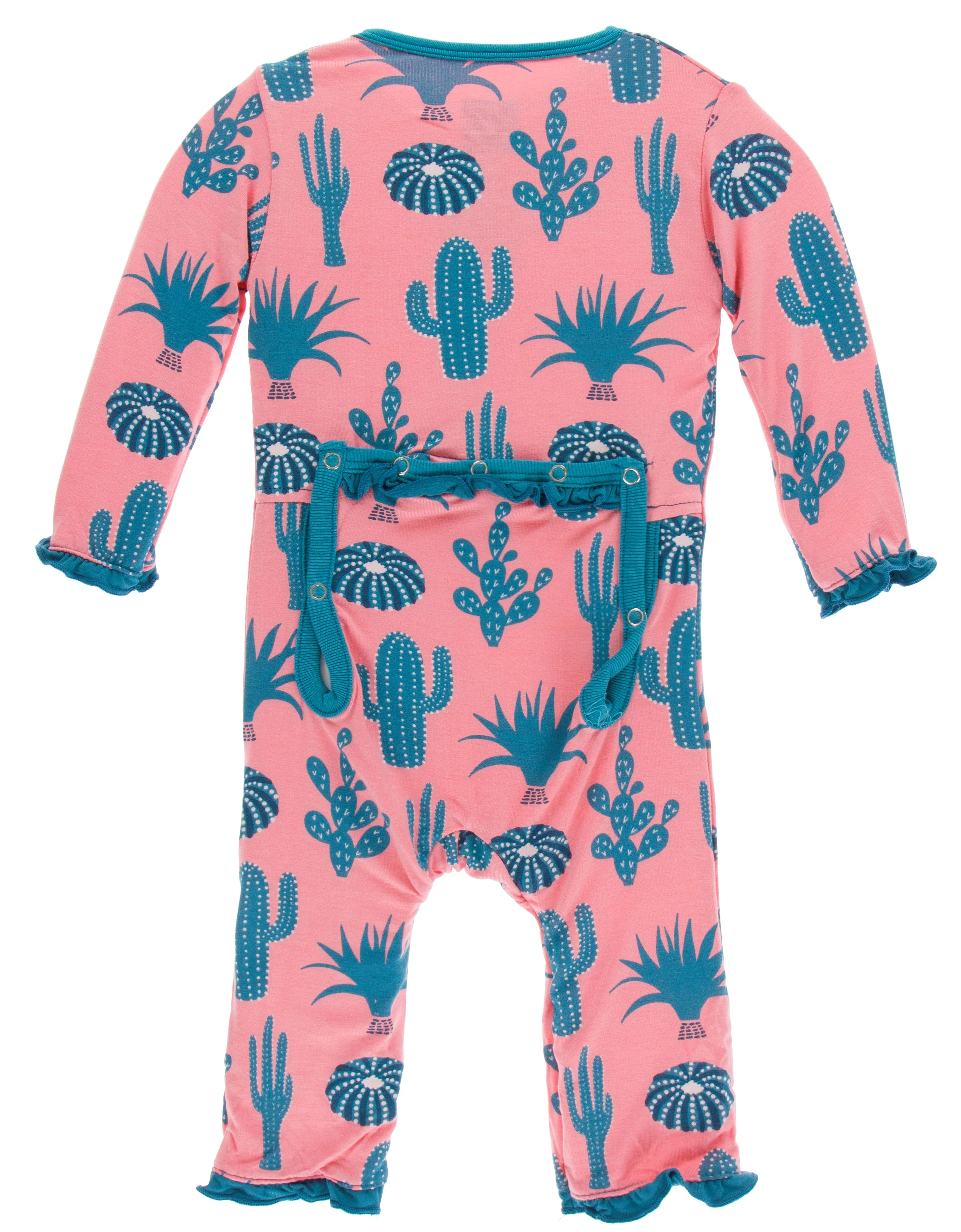 KicKee Pants Strawberry Cactus Layette Classic Ruffle Coverall with Zipper