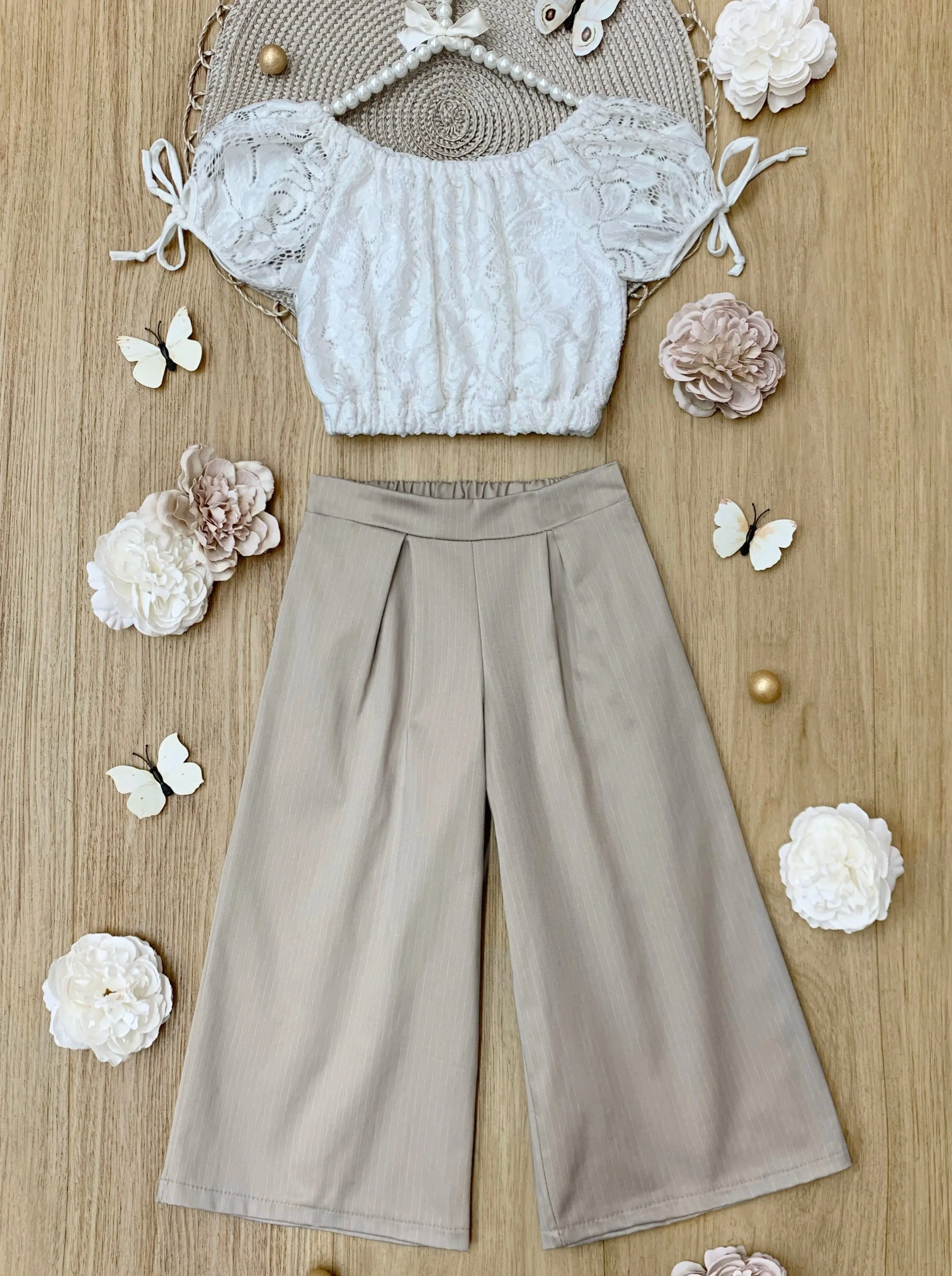 Lace In Fashion Palazzo Pants Set