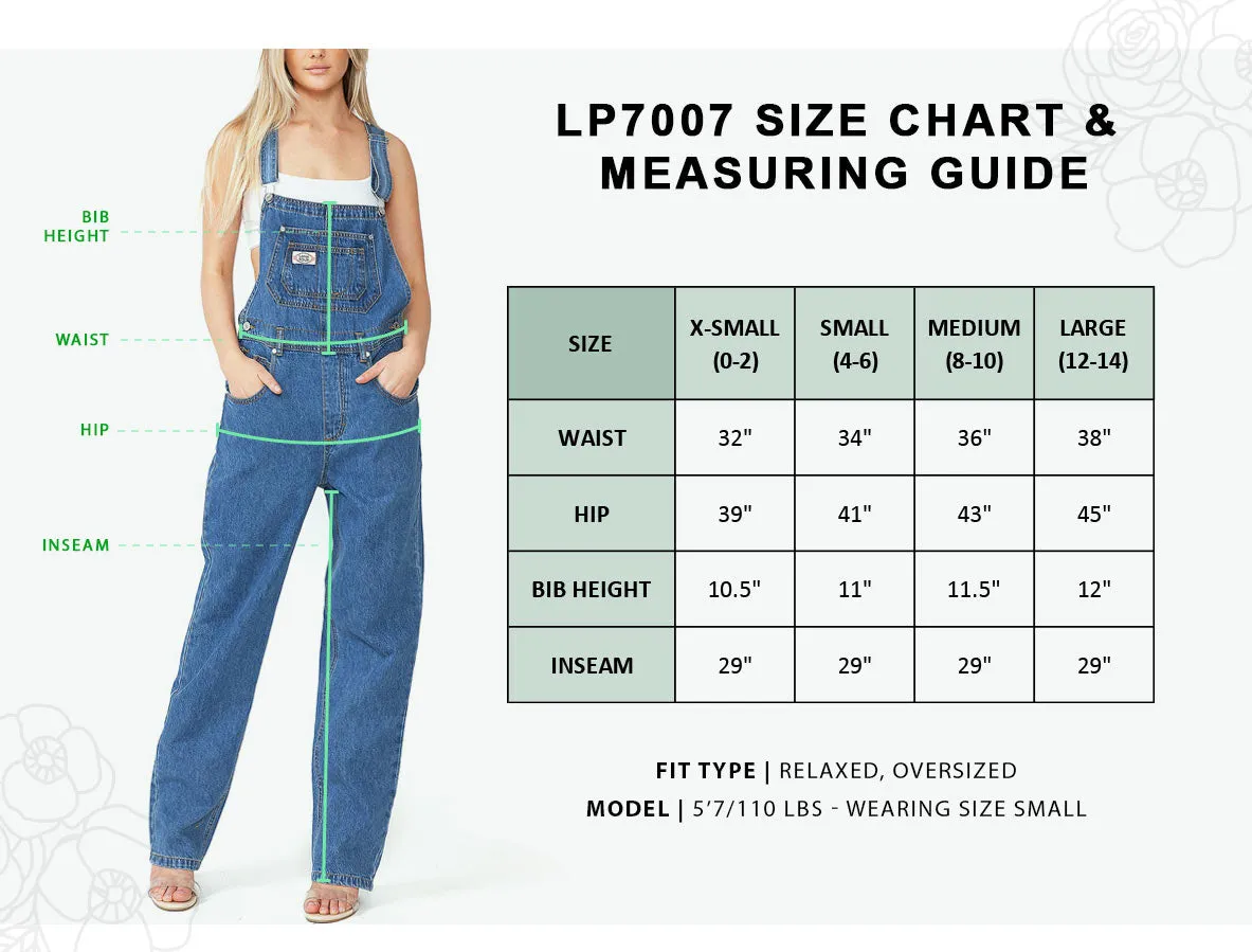 Lana Roux Relaxed Denim Oversize Boyfriend Overalls